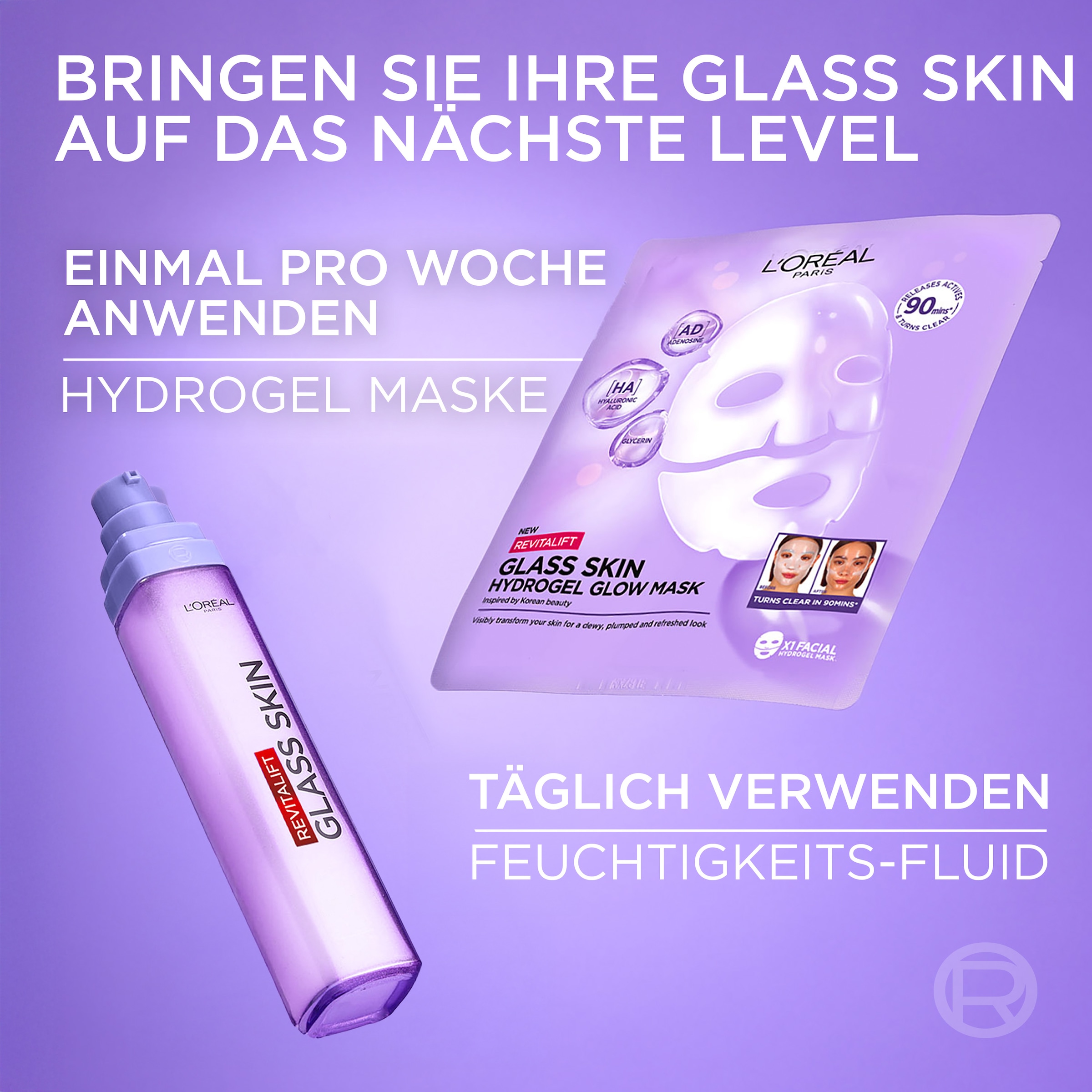 L'ORÉAL PARIS Gesichtsmaske »REVITALIFT GLASS SKIN HYDROGEL GLOW MASK« für aufgepolsterte & glowy Haut