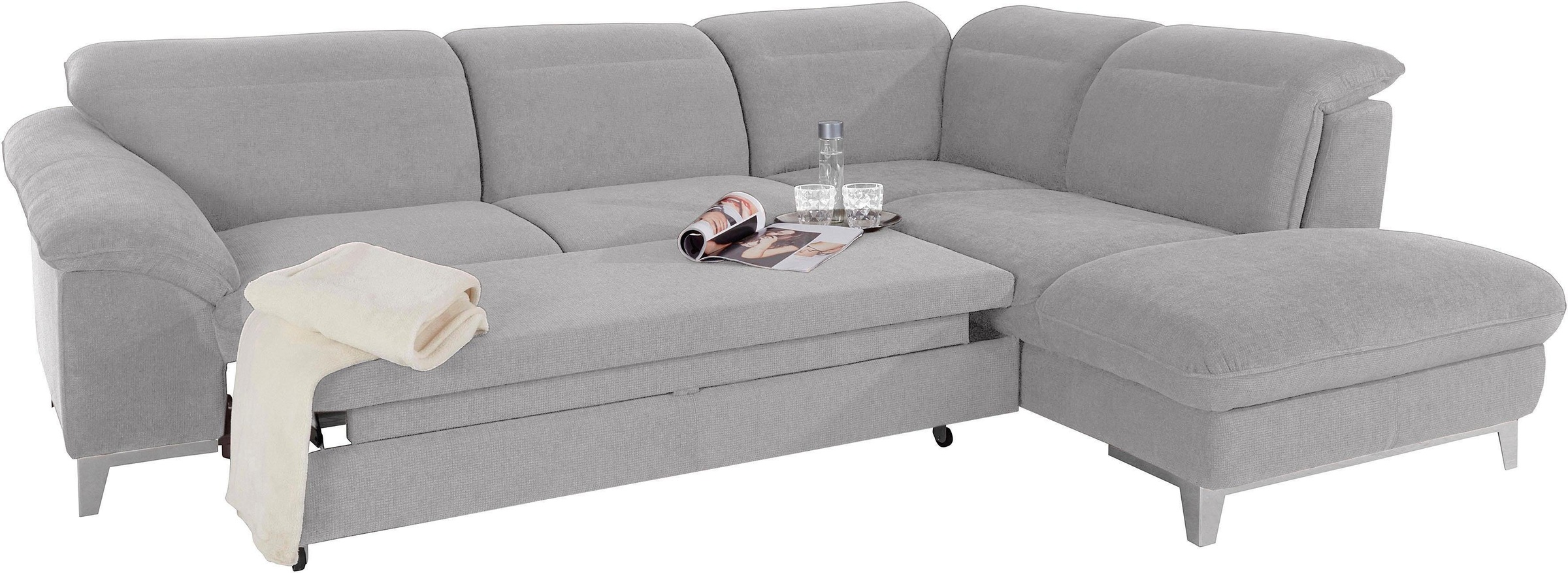 COTTA Polstergarnitur »Teresa L-Form«, (Set), Set bestehend aus: Ecksofa mit Kopfteilverstellung & Hocker