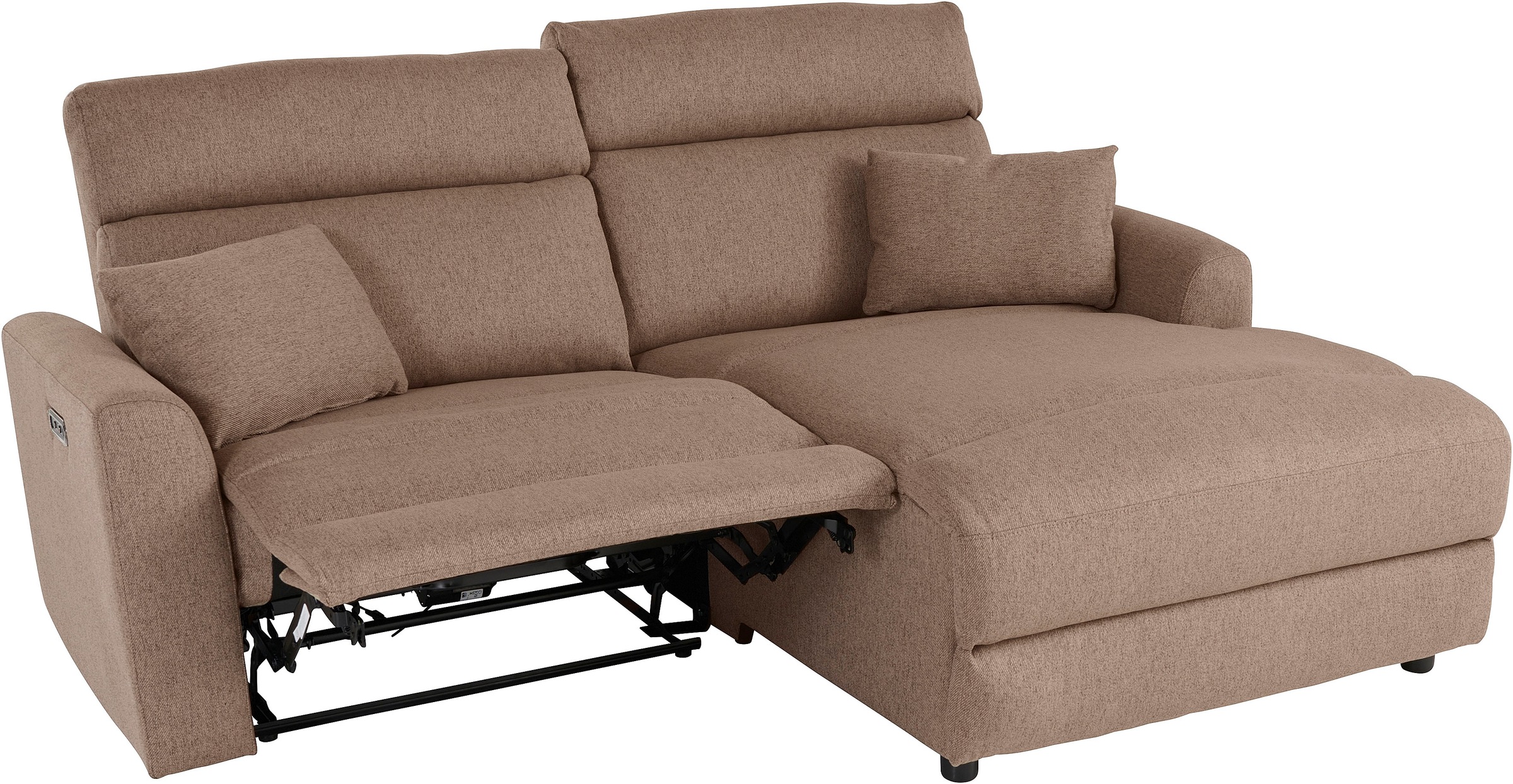 INOSIGN Ecksofa »JENNA, L-Form, 209cm, manuelle u. elektrische Funktion, mit USB A/C,«, Liegefunktion 105°-150°, Federkern, Struktur fein