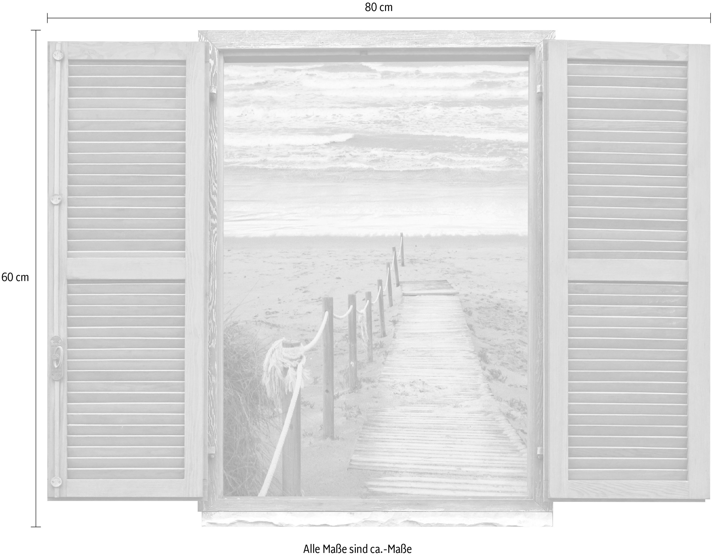 queence Wandtattoo »Steg zum Meer«, (1 St.), Wandsticker, Wandbild, selbstklebend, 3D, Fenster