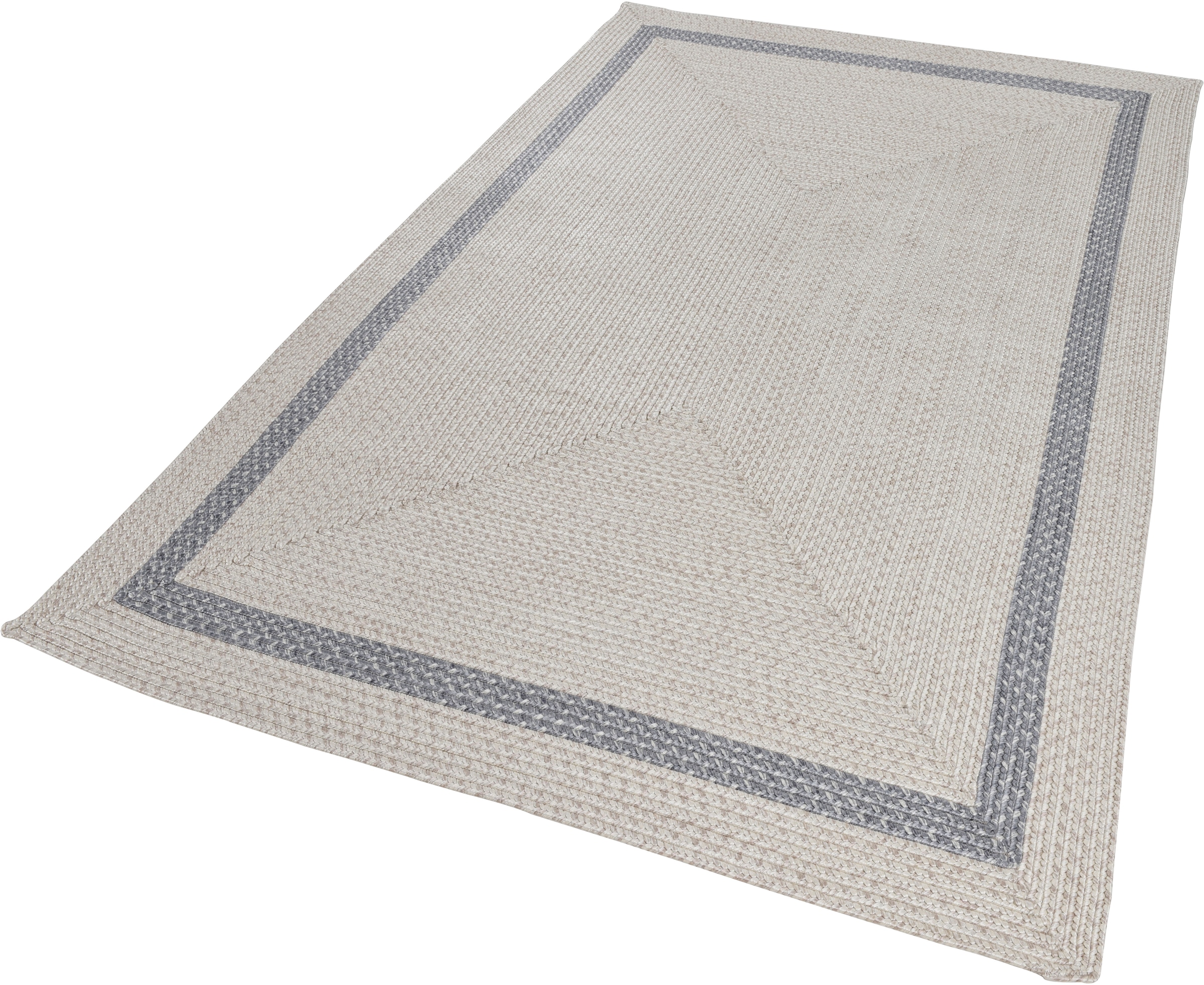 Gino Falcone Teppich »Benito« rechteckig 6 mm Höhe Flachgewebe, Uni Farben, mit Bordüre, Outdoor geeignet, auch in rund