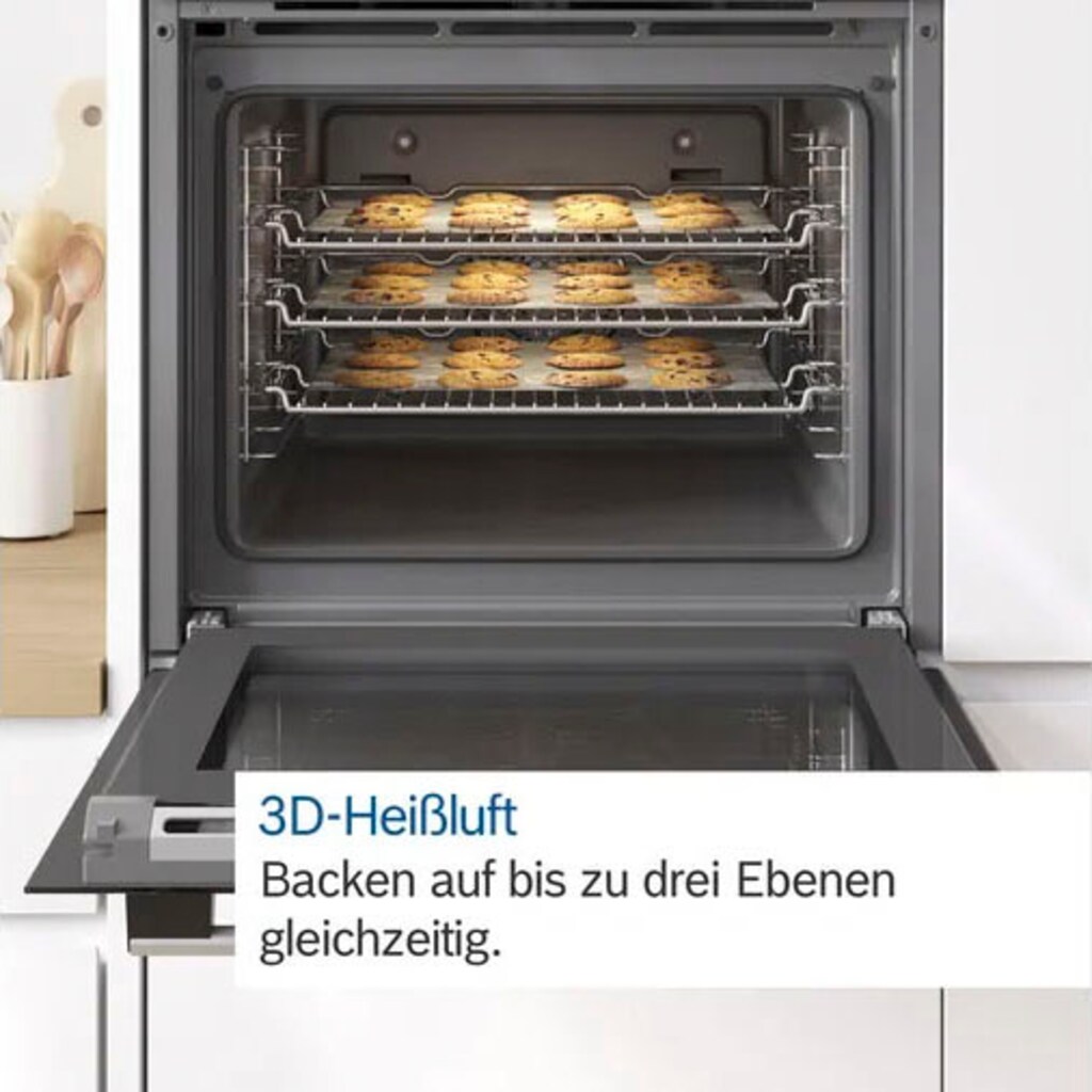 BOSCH Backofen-Set »HBD674CS81«, HBA578BS0, mit Teleskopauszug nachrüstbar, Pyrolyse-Selbstreinigung