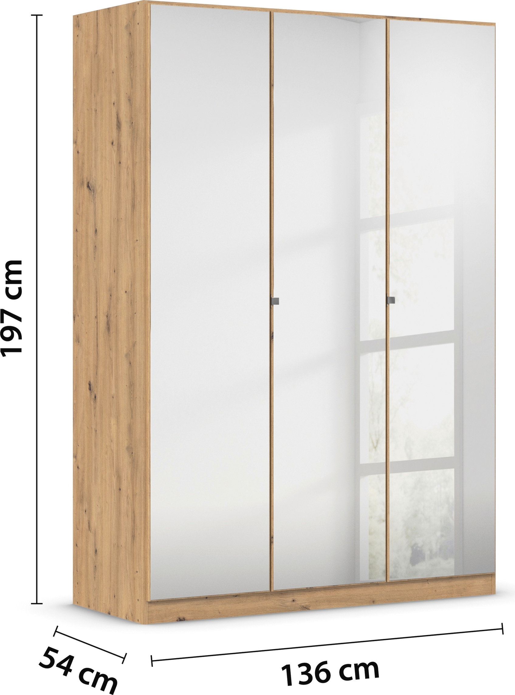 rauch Drehtürenschrank »Reflect«, mit Spiegelfront, inkl. praktischer Inneneinteilung