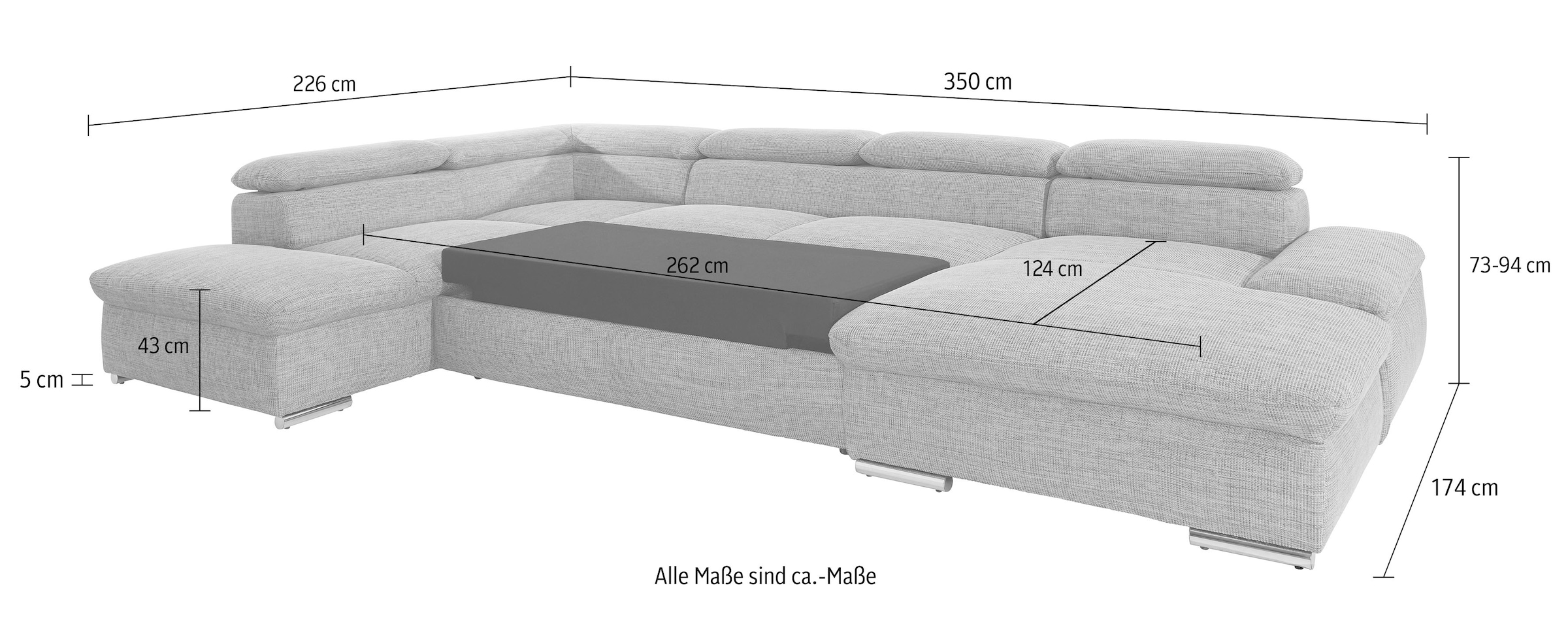 sit&more Wohnlandschaft »Alcatraz U-Form«, wahlweise mit Bettfunktion