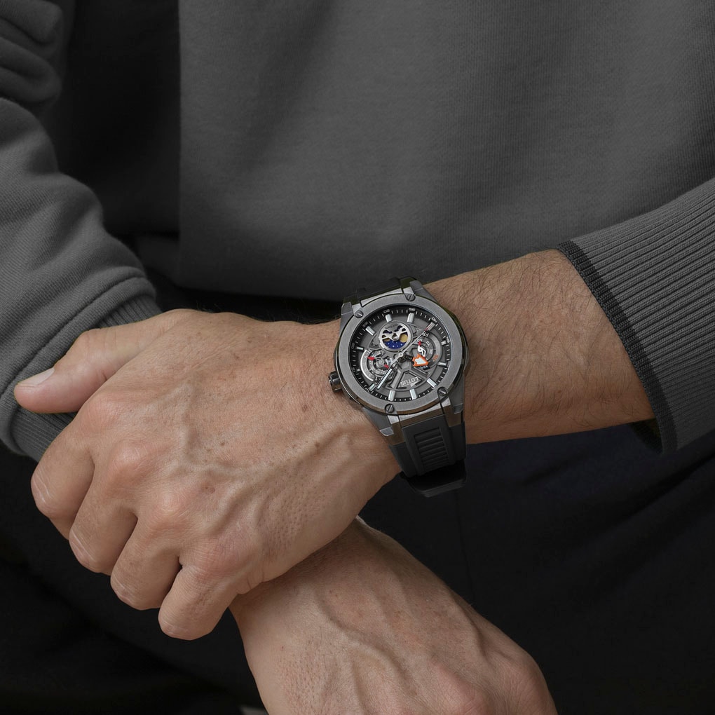 Lotus Multifunktionsuhr »Vortex«, Quarzuhr, Armbanduhr, Herrenuhr, Kautschukarmband, Datum, Mondphase