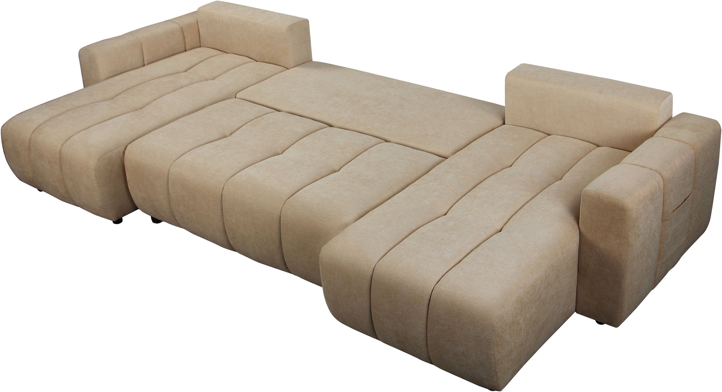 OTTO home Wohnlandschaft »YLVAA U-Form, 311 cm - Schlafsofa« Schlaffunktion (132/269), Boxspring, Bettkasten, Feinstruktur-Bezug