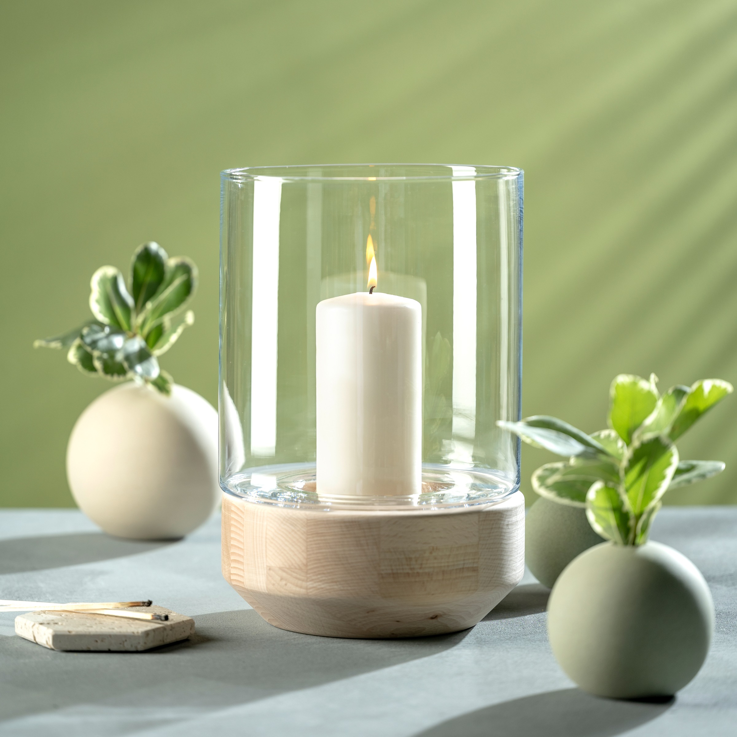 LEONARDO Windlicht »Windlicht auf Holzsockel LEGNO« günstig online kaufen