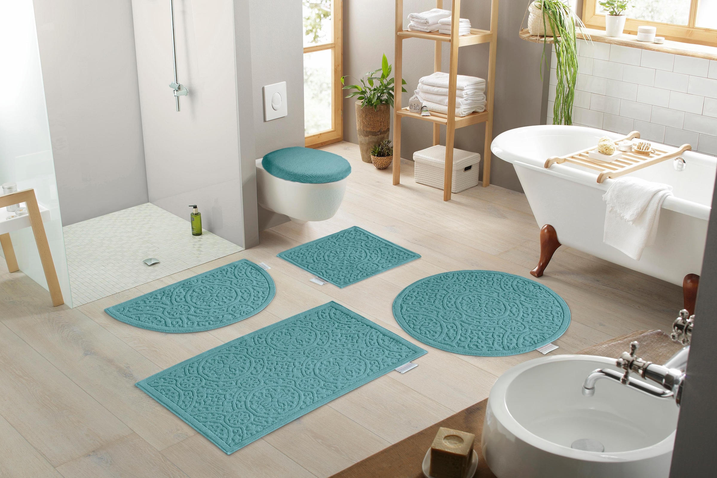 Guido Maria Kretschmer Home&Living Badematte »Garden Pastels«, rutschhemmend beschichtet, fußbodenheizungsgeeignet-schnell trocknend-strapazierfähig, Badteppich, Hoch-Tief-Effekte, auch als 2 tlg. Set erhältlich