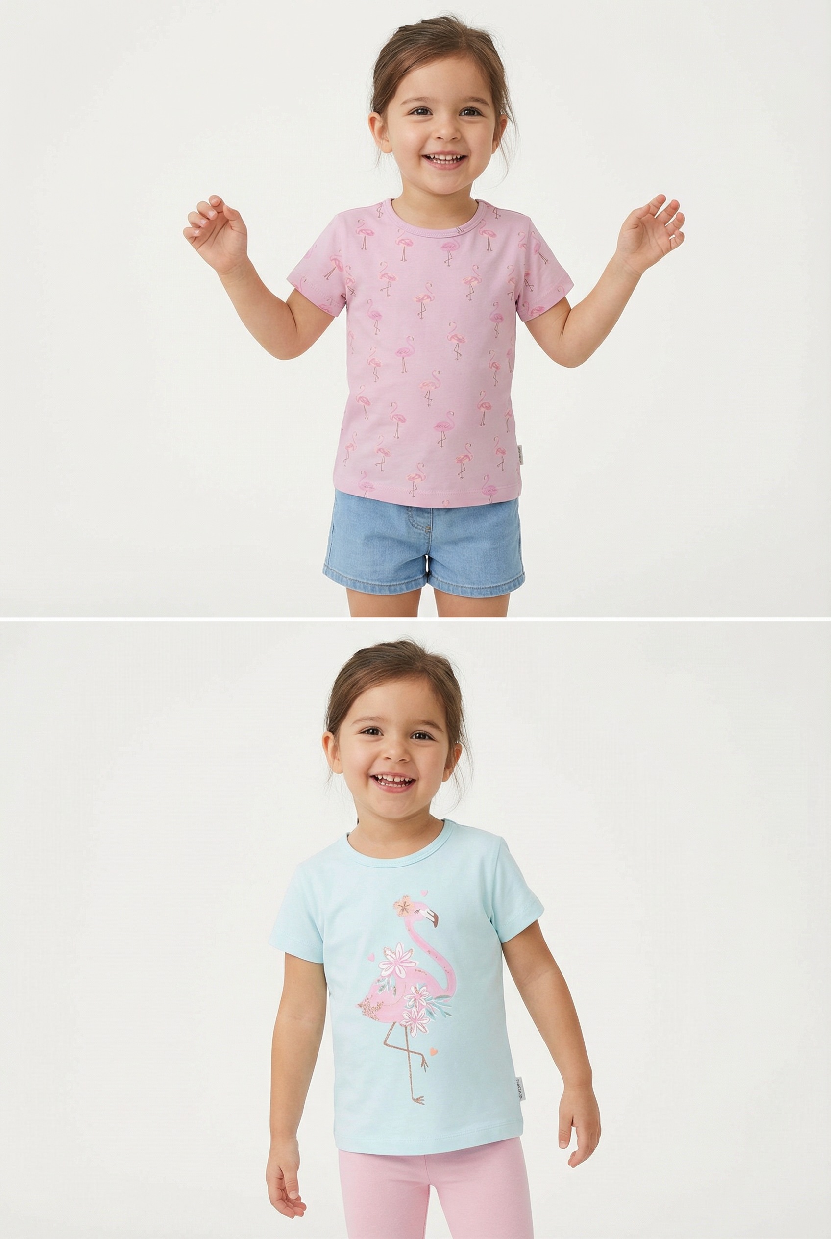 STACCATO T-Shirt 2 tlg. 2er Pack mit Flamingo-Motiven, Allover-Druck, für Girls