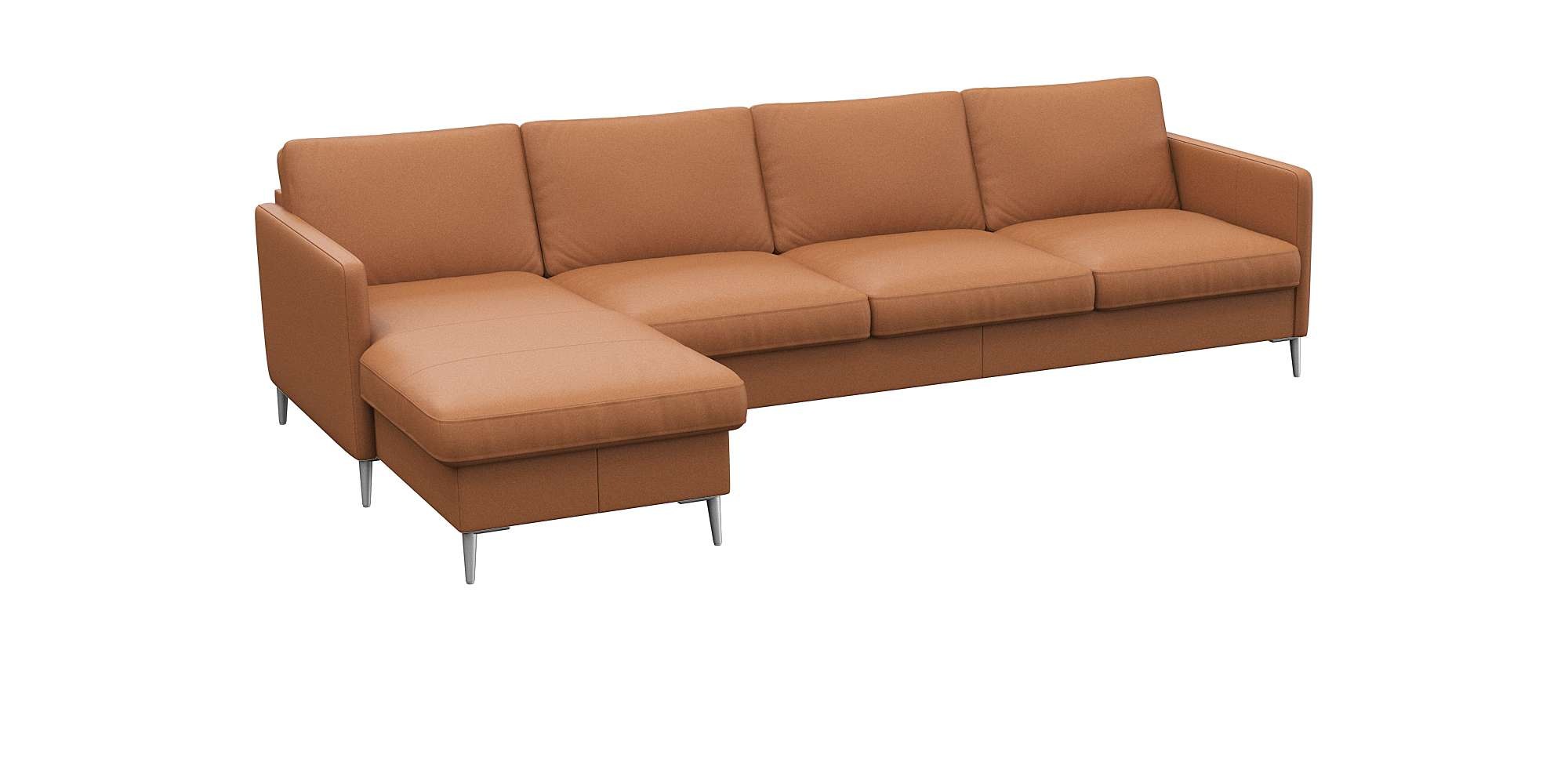 FLEXLUX Ecksofa »Fiore, super Sitzkomfort durch Kaltschaum im Sitz, L-Form«, schmale Armlehnen, Füße Alu