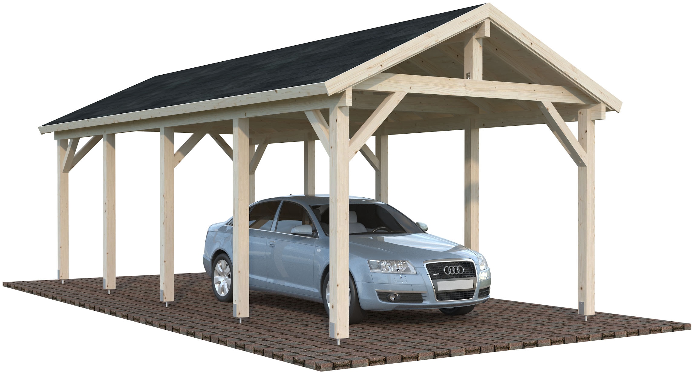 Palmako Einzelcarport »Robert« Massivholz 291 cm natur