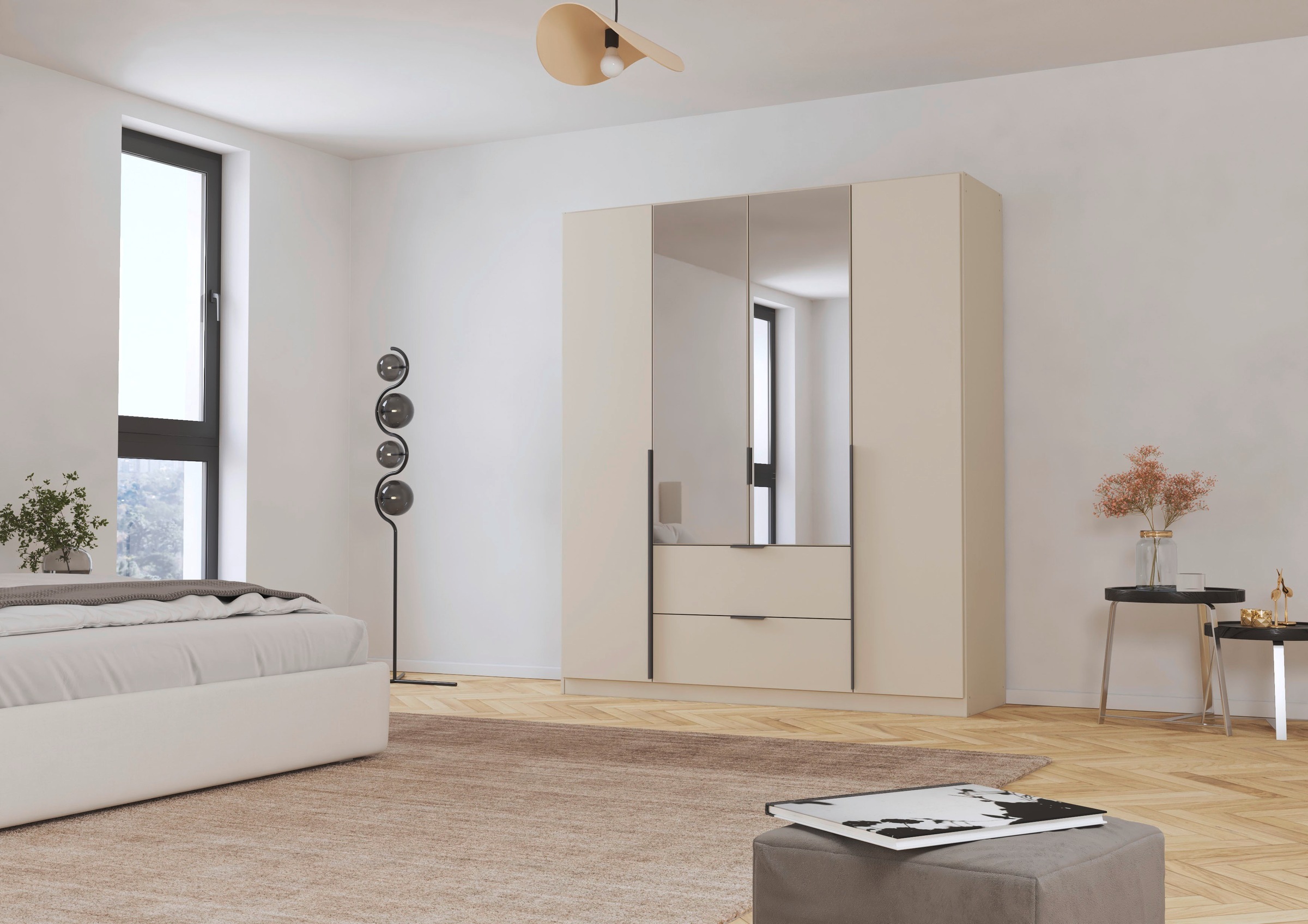 rauch Drehtürenschrank »Kleiderschrank Schrank Garderobe AGORDO mit Dekor- oder Hochglanzfront«, (in zwei Griff-Farben mit Dekor- oder Hochglanzfront), mit Außenschubkästen, in 6 Breiten und 2 Höhen MADE IN GERMANY