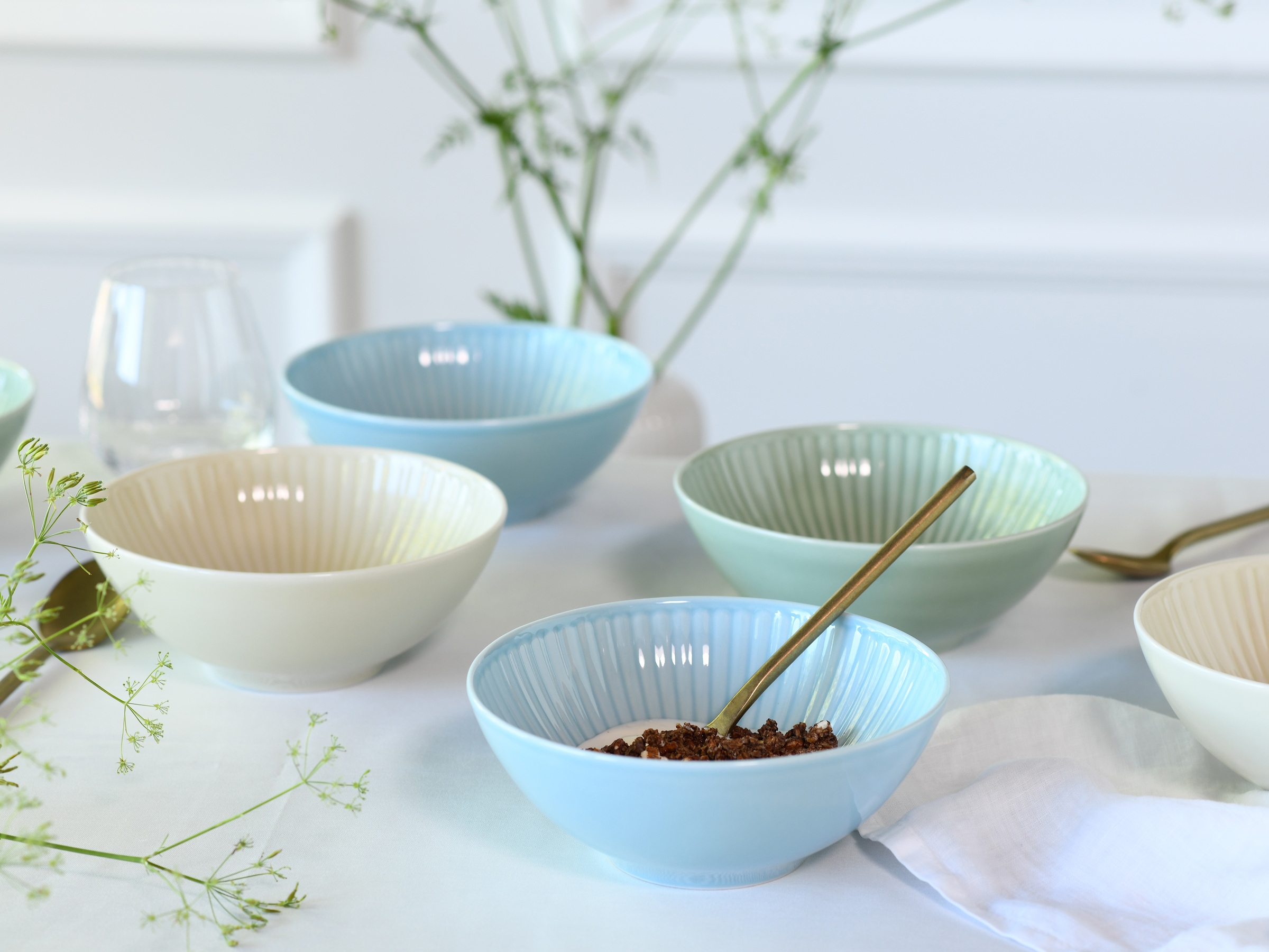 CreaTable Müslischale »Valencia, Mehrzweckschale 6-tlg«, 6 tlg., aus Porzellan, Elegant, Boho Chic