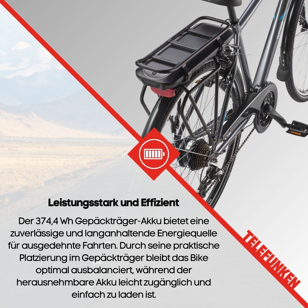 Telefunken E-Bike »Expedition XT481«, 21 Gang, Shimano, Heckmotor 250 W, (mit Fahrradtasche), Pedelec, Elektrofahrrad für Herren