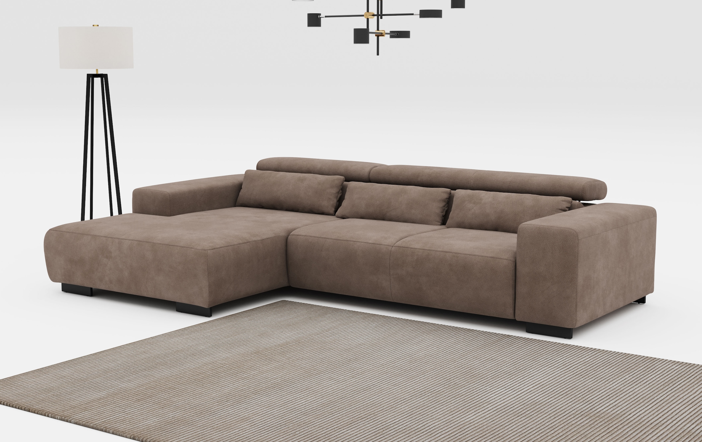 COTTA Ecksofa "Side L-Form, mit Kopfteilverstellung & 3 Nierenkissen" optio günstig online kaufen