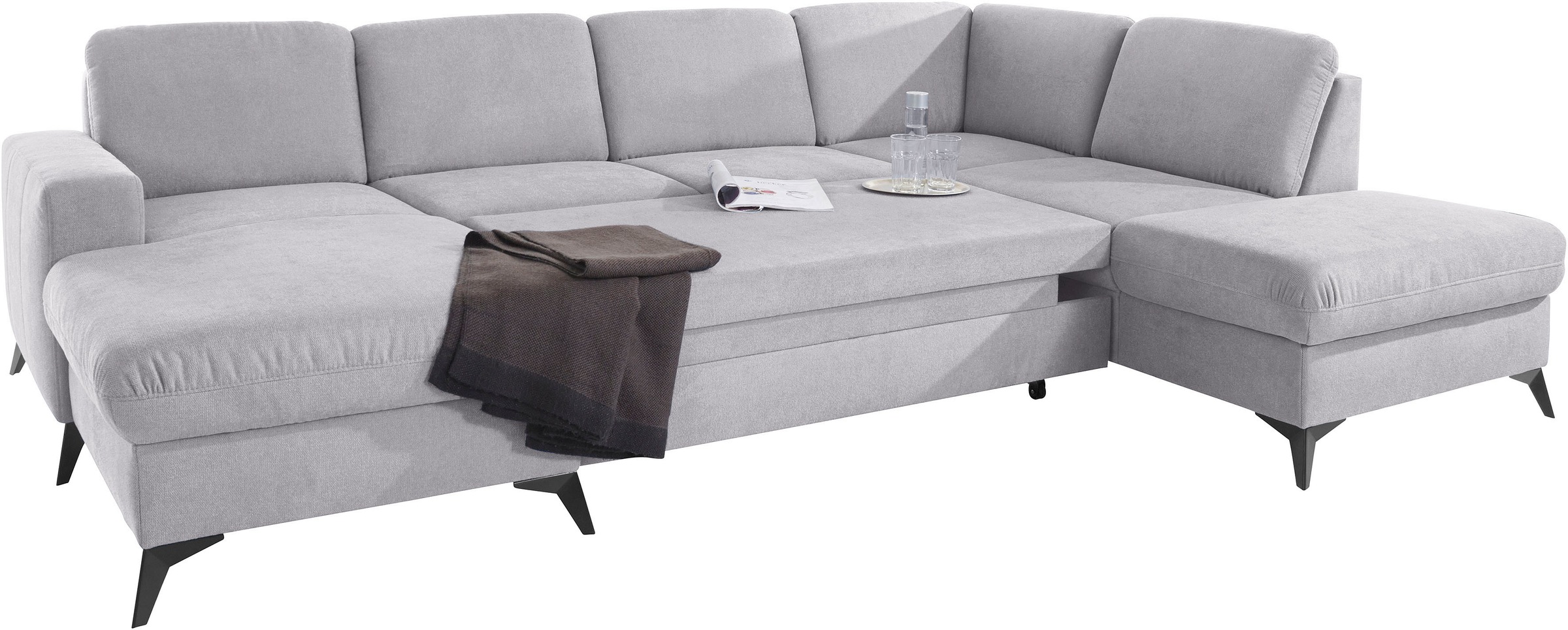 Places of Style Wohnlandschaft »Lolland U-Form«, Wahlweise mit Bettfunktion und Stauraum, auch mit abwischbarem Bezug