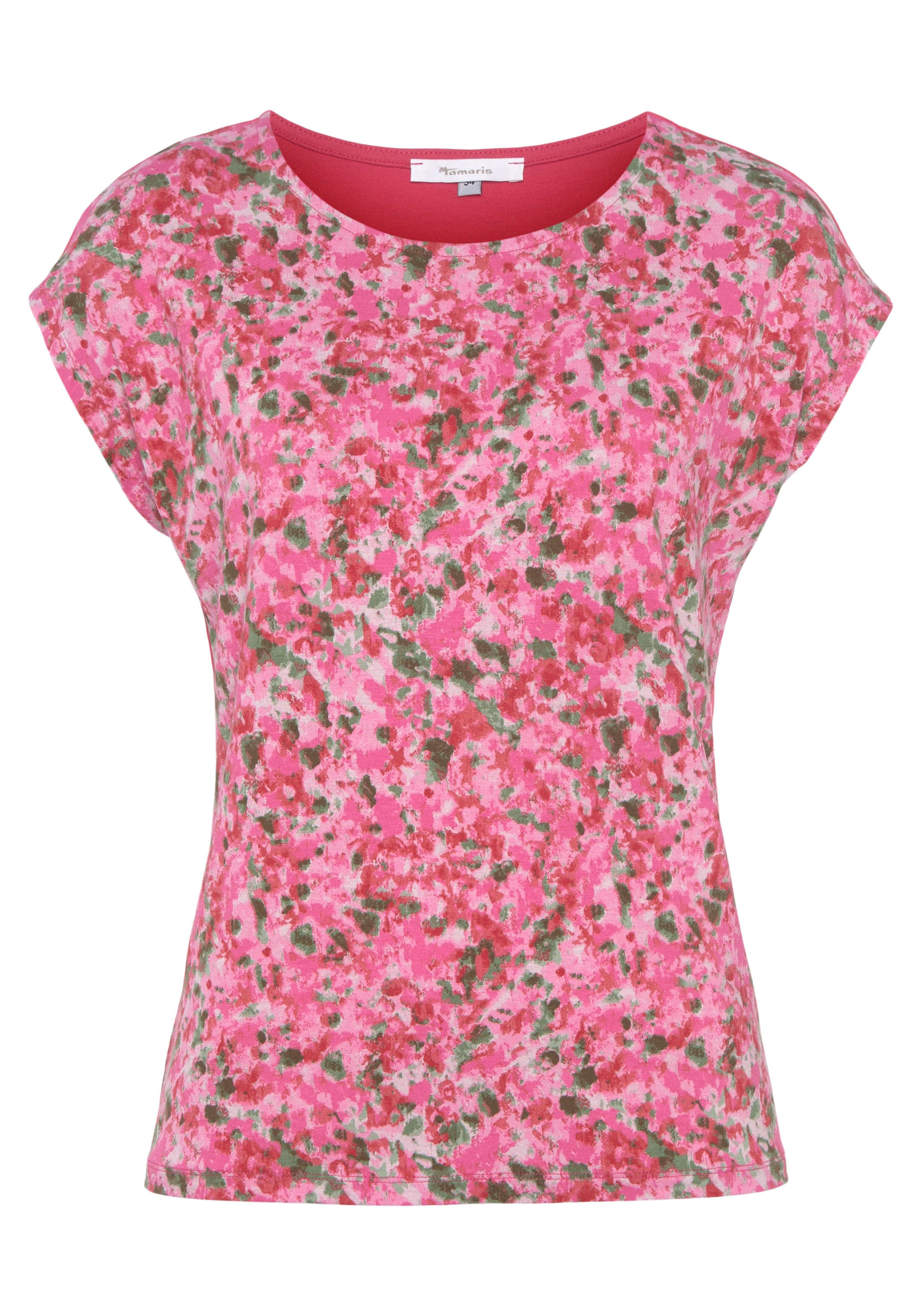 Tamaris Blusenshirt, Kurzarm, figurumschmeichelnde Passform, Animal-Print-Optik