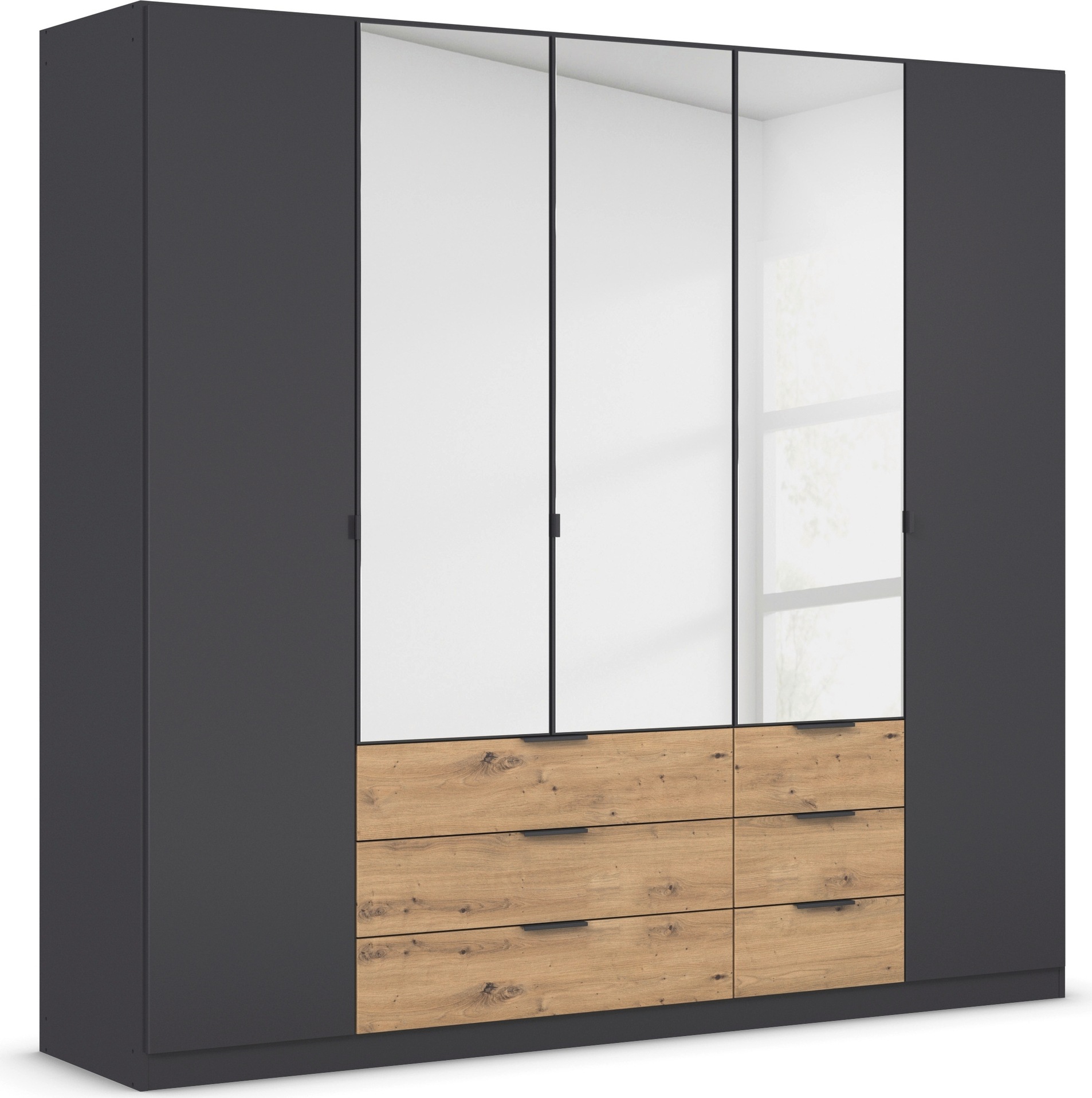 rauch Drehtürenschrank »Kleiderschrank Schrank Garderobe Schlafzimmerschrank DAVOA«, mit farblich abgesetzten Schubkästen in Eiche Artisan MADE IN GERMANY