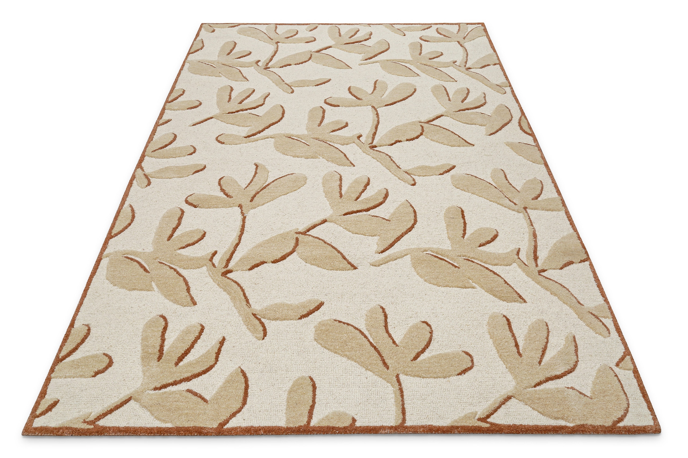 Wecon home Teppich »Summers Peak« rechteckig 16 mm Höhe Kurzflorteppich, Naturfaser, floral, Hoch-Tief-Effekt, handgetuftet