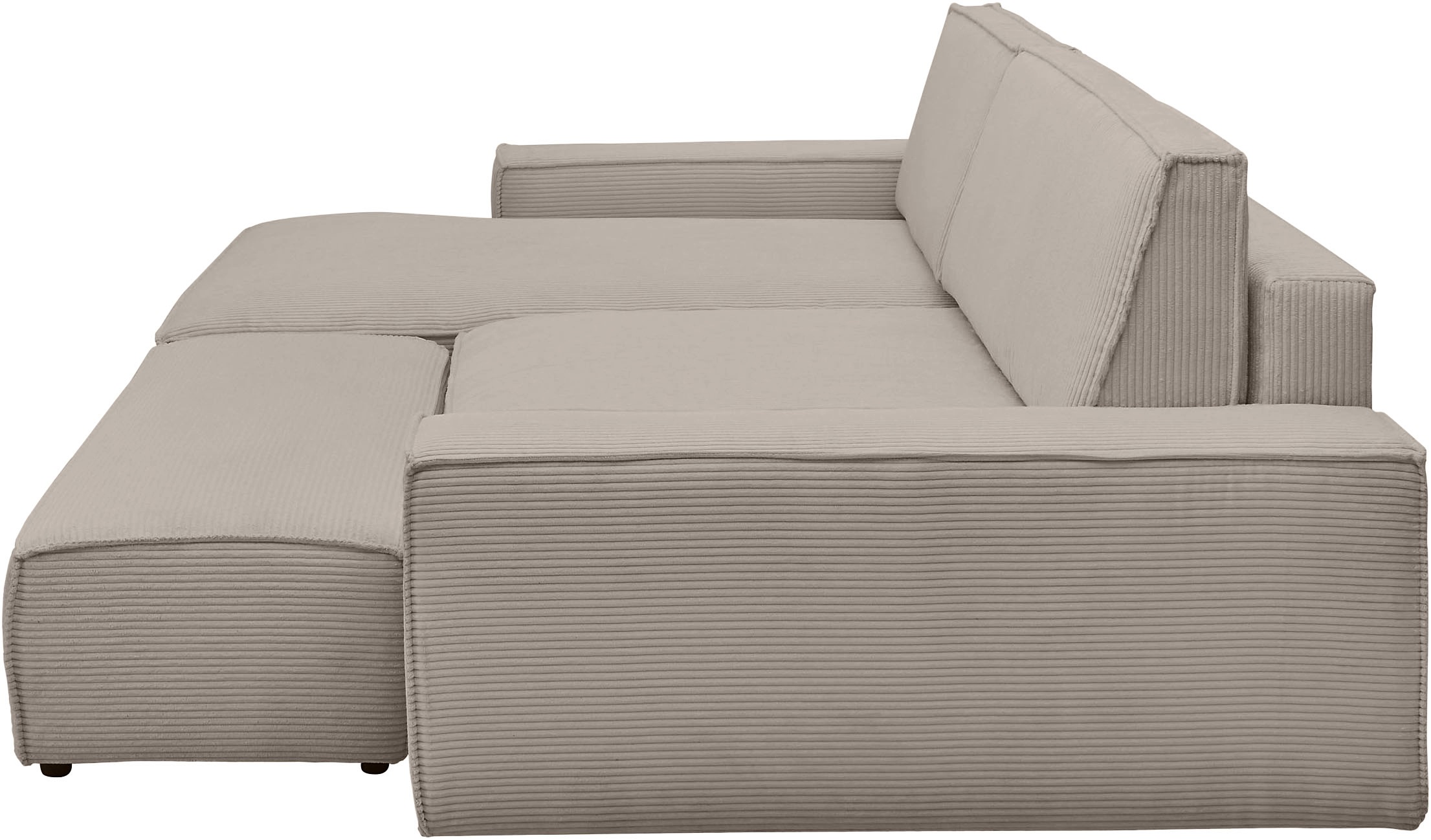 Home affaire Polsterecke »NEU: SHERWOOD XXL tief, L-Form mit Schlaffunktion, Big-Sofa mit Hocker«, (Set, 2 St.), stellbar zum Schlafsofa (Krokodilverbinder), Cord, Leinenoptik