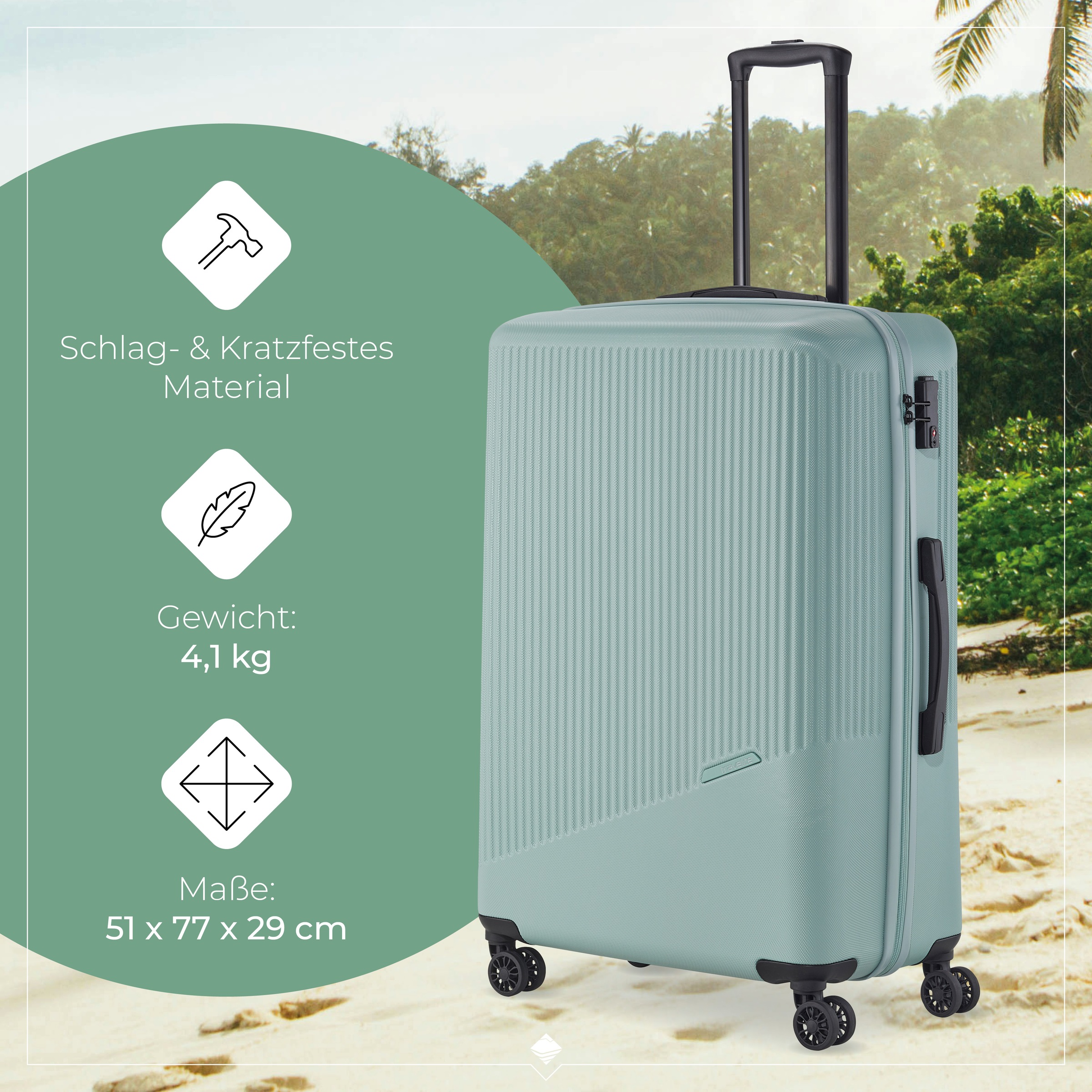 travelite Hartschalen-Trolley »BALI, in verschiedenen Größen und Farben«, 4 Rollen, Hartschallenkoffer Reisegepäck Reisekoffer TSA Schloss
