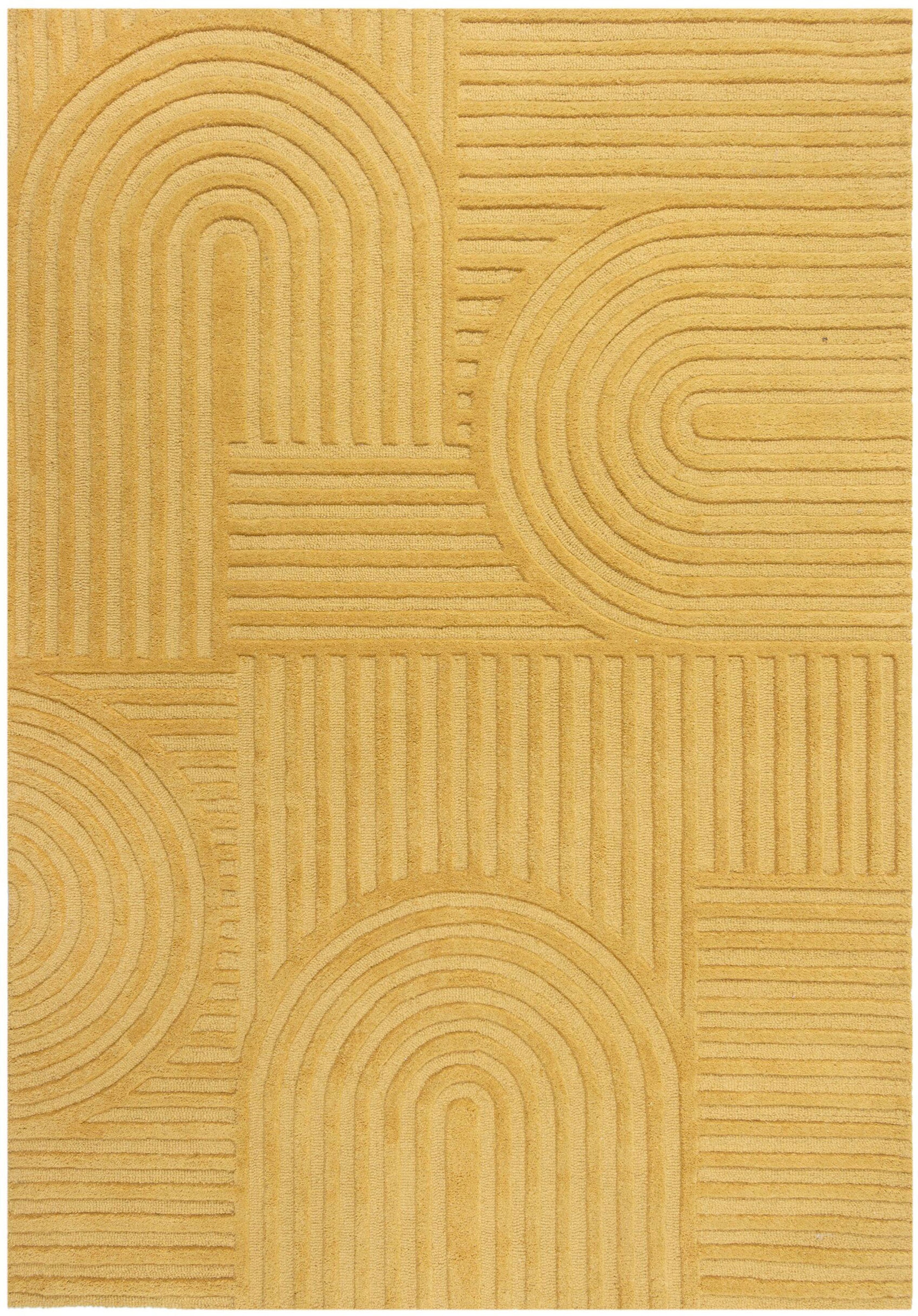 FLAIR RUGS Wollteppich »Zen Garden, modern & mit Linien« 10 mm Höhe 100% Wo günstig online kaufen