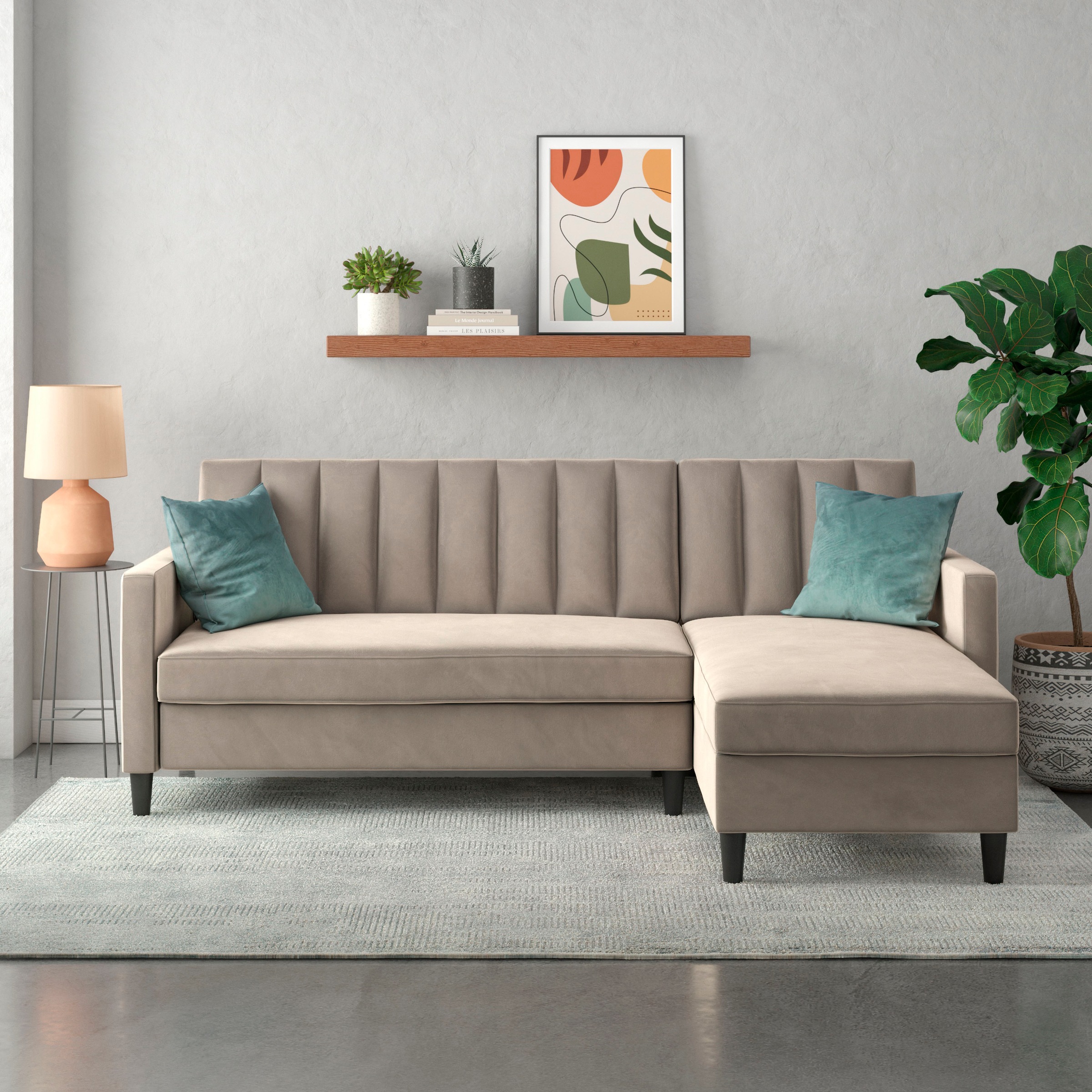 Dorel Home Ecksofa mit Schlafffunktion, Recamiere mit Stauraum beidseitig m günstig online kaufen