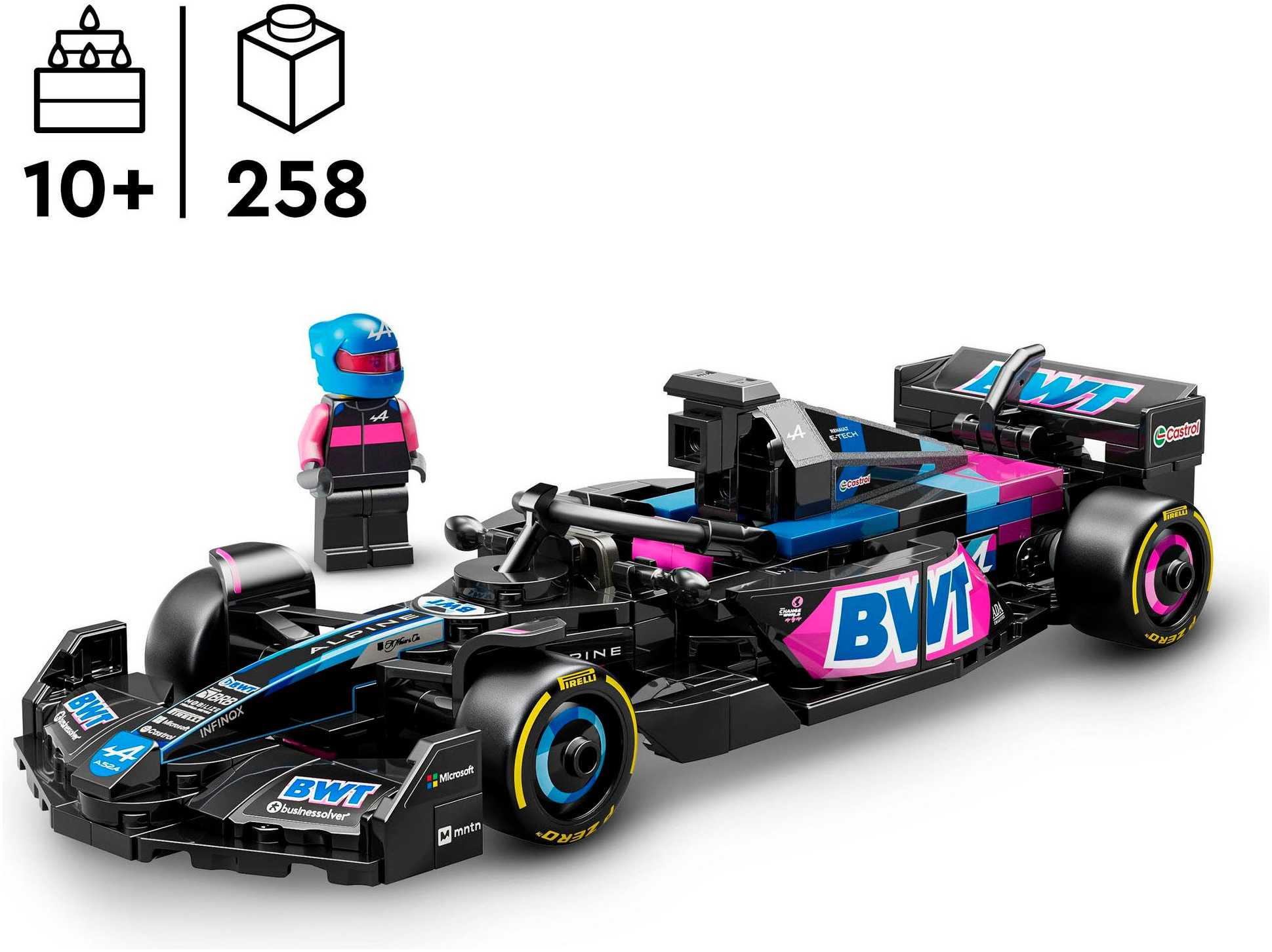 LEGO® Konstruktionsspielsteine »BWT Alpine F1® Team A524 Rennauto (77248), LEGO® Speed Champions«, (258 St.), Made in Europe