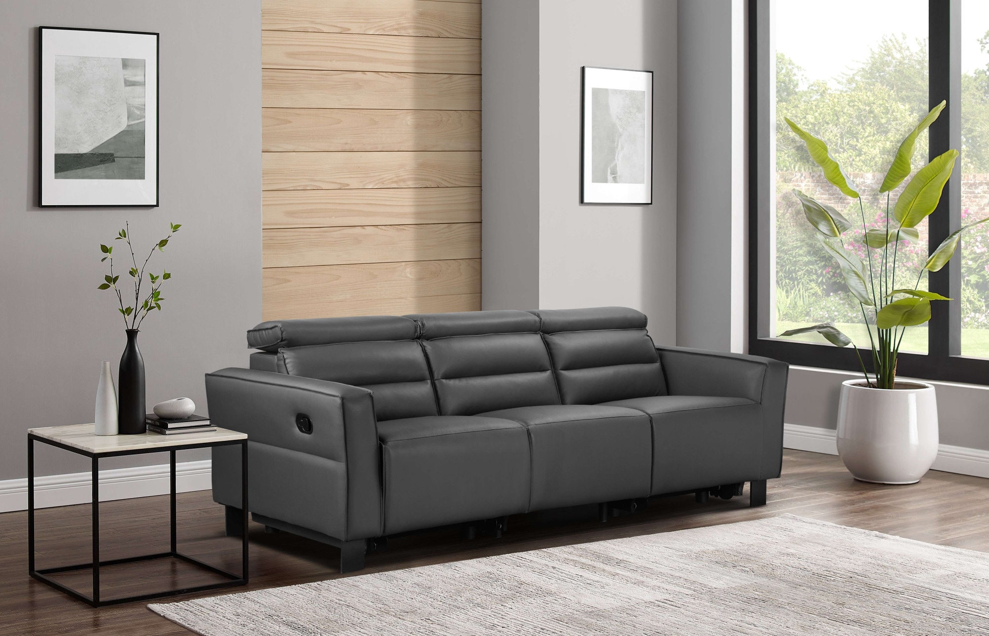 Places of Style 3-Sitzer »Carpari, 224cm, manuelle od. elektrische Relaxfunktion in 2 Sitzen«, mit USB-A/C, Kopfteilverstellung, Echtleder, Kunstleder, Webstoff