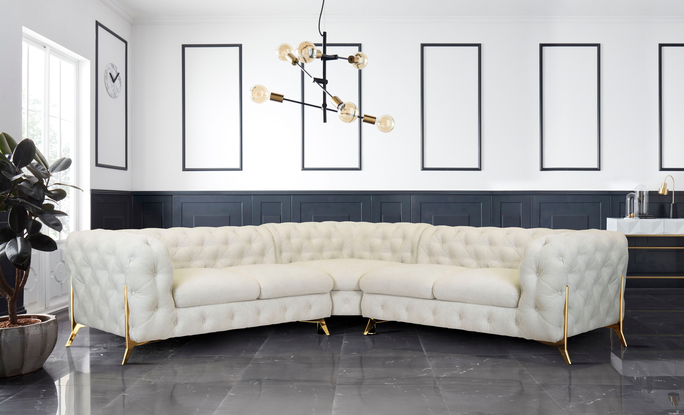 Home affaire Chesterfield-Sofa »Amaury L-Form« Chesterfield-Optik, Breite/T günstig online kaufen