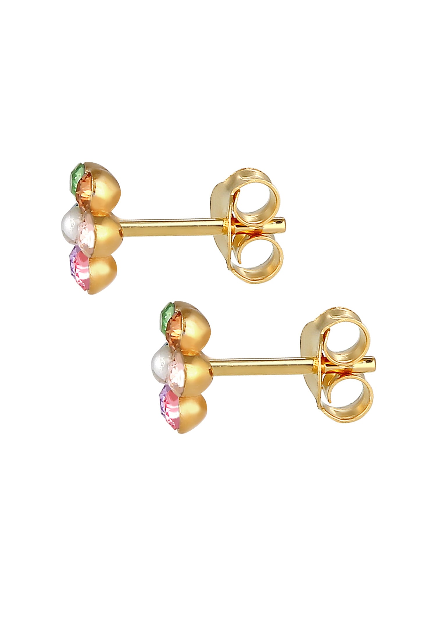 Elli Paar Ohrstecker »Kinder Blume Synthetische Perle Regenbogen Kristall 925 Silber«