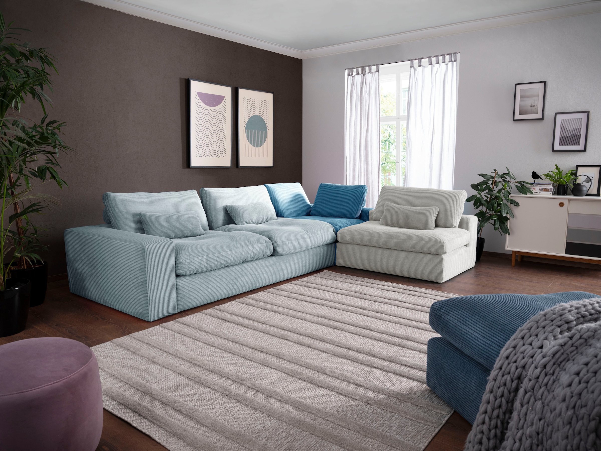 alina Ecksofa »Sandy«, mit losen Sitz und Rückenkissen, in modernem Cordstoff