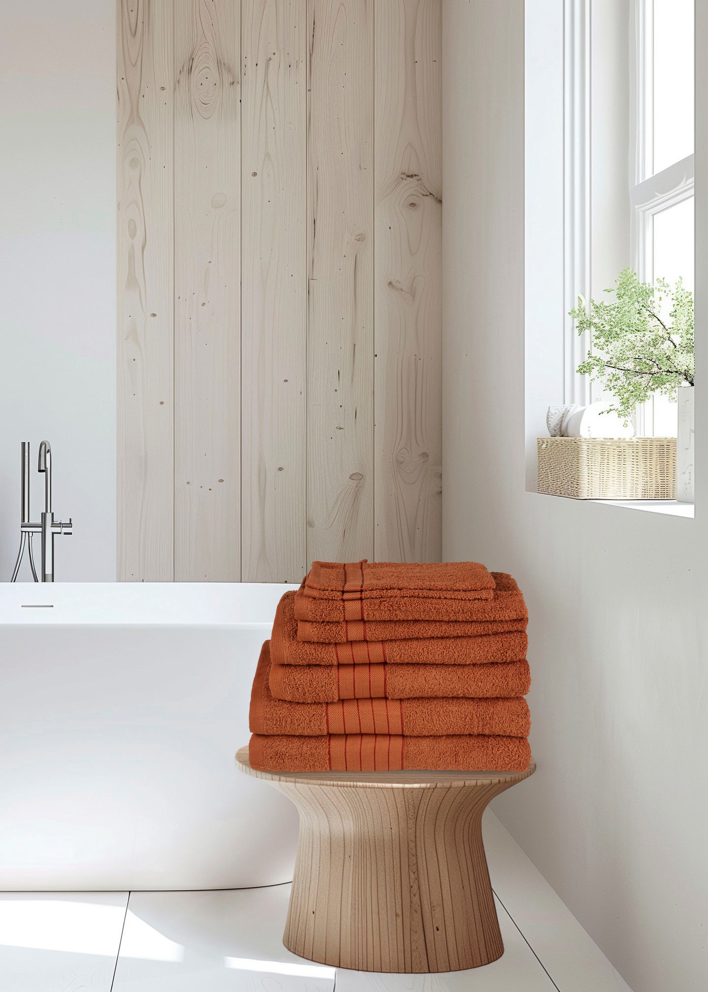 good morning Handtuch Set »Uni«, (Set, 8 St., 2 Stück 70x140 cm-2 Stück 50x100 cm-2 Stück 30x50 cm-2 Stück 16x21 cm), Baumwolle, Walkfrottee, Bordüre, 500 GSM, Einfarbig, ohne Aufhängung