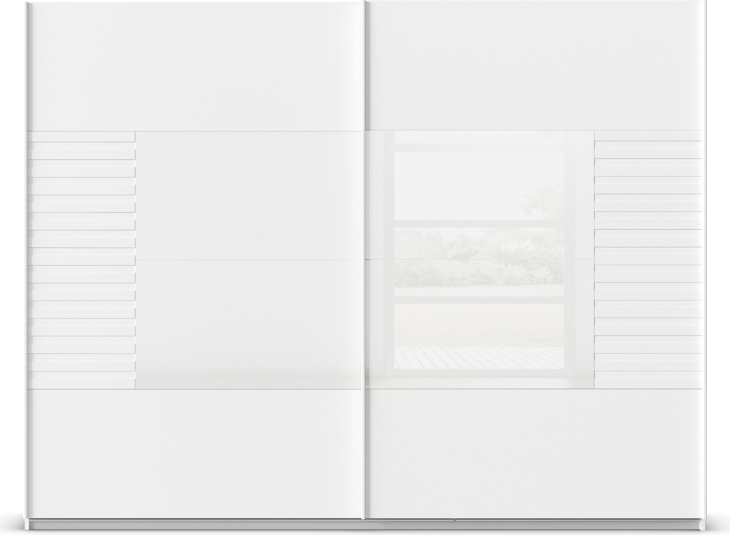 rauch Schwebetürenschrank »Kleiderschrank Schrank Garderobe Schlafzimmerschrank RUGA«, Auflagen in moderner Lamellen-Optik, mit Glasauflagen MADE IN GERMANY