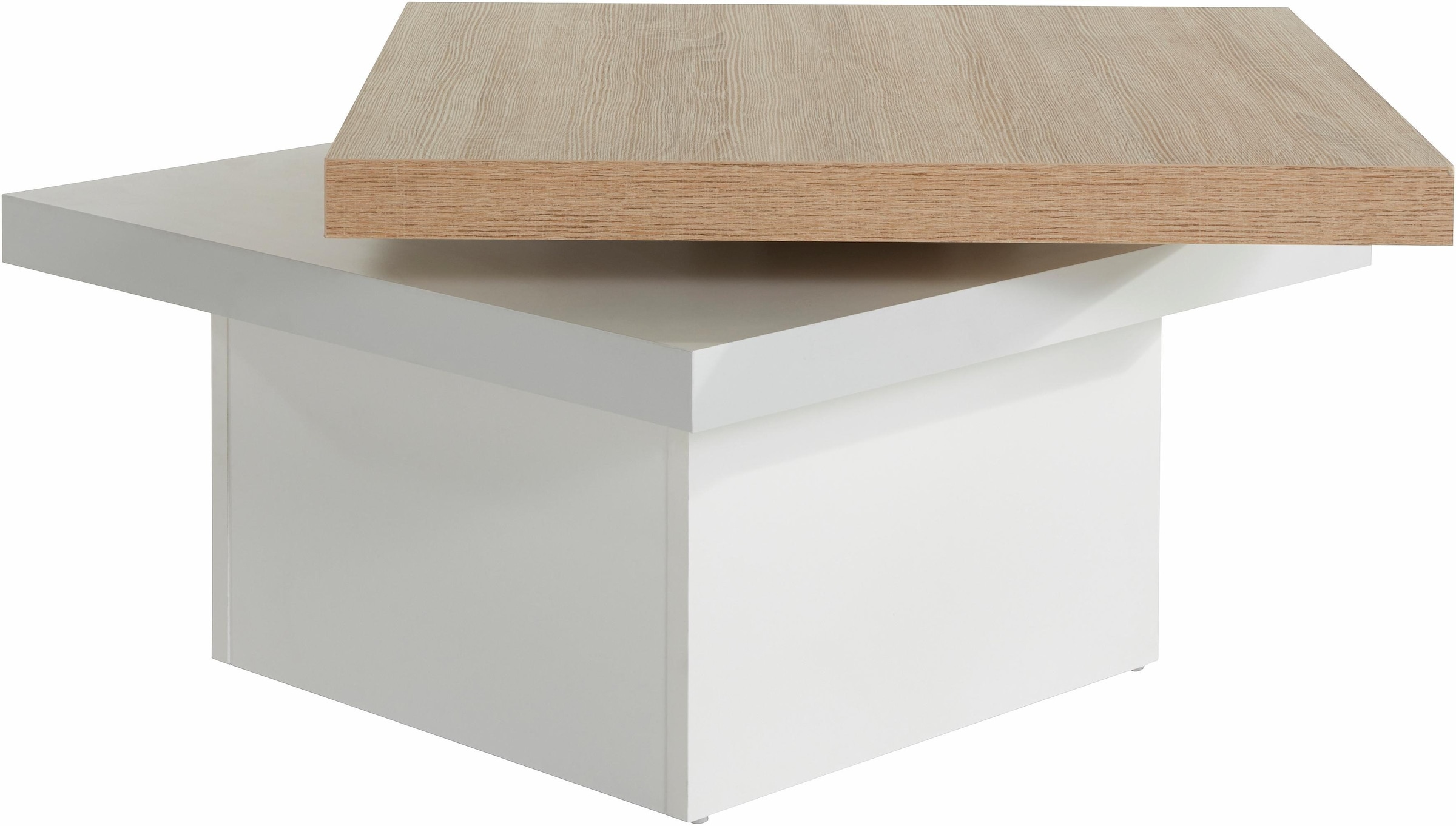 PRO kaufen Funktion, Couchtisch, 1 Tischplatte Rechnung 2 aus Tischplatten, Holz, drehbar mit Line auf