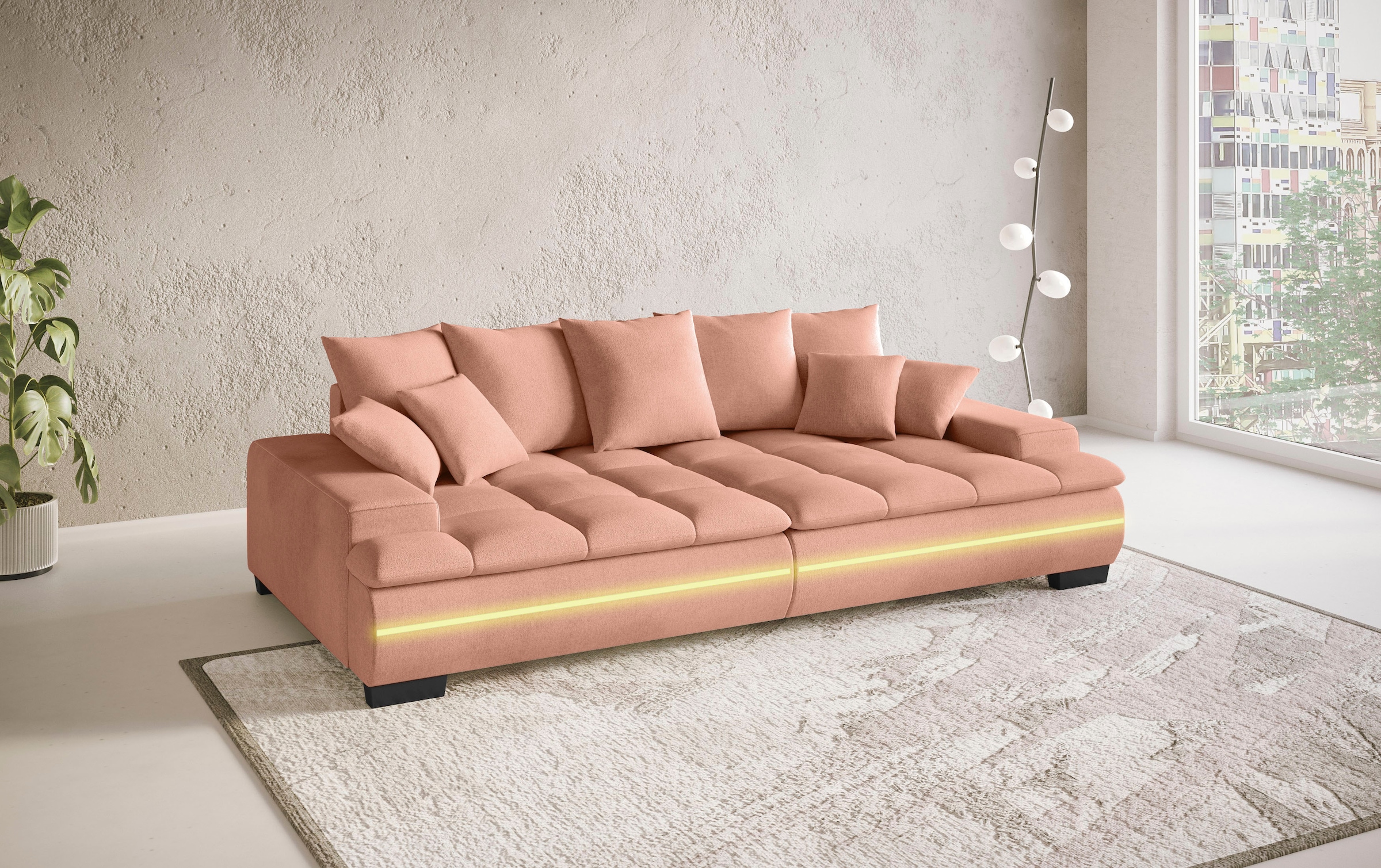 Mr. Couch Big-Sofa »Haiti II«, RGB-LED Beleuchtung, Kaltschaumpolsterung, bis 140 kg belastbar