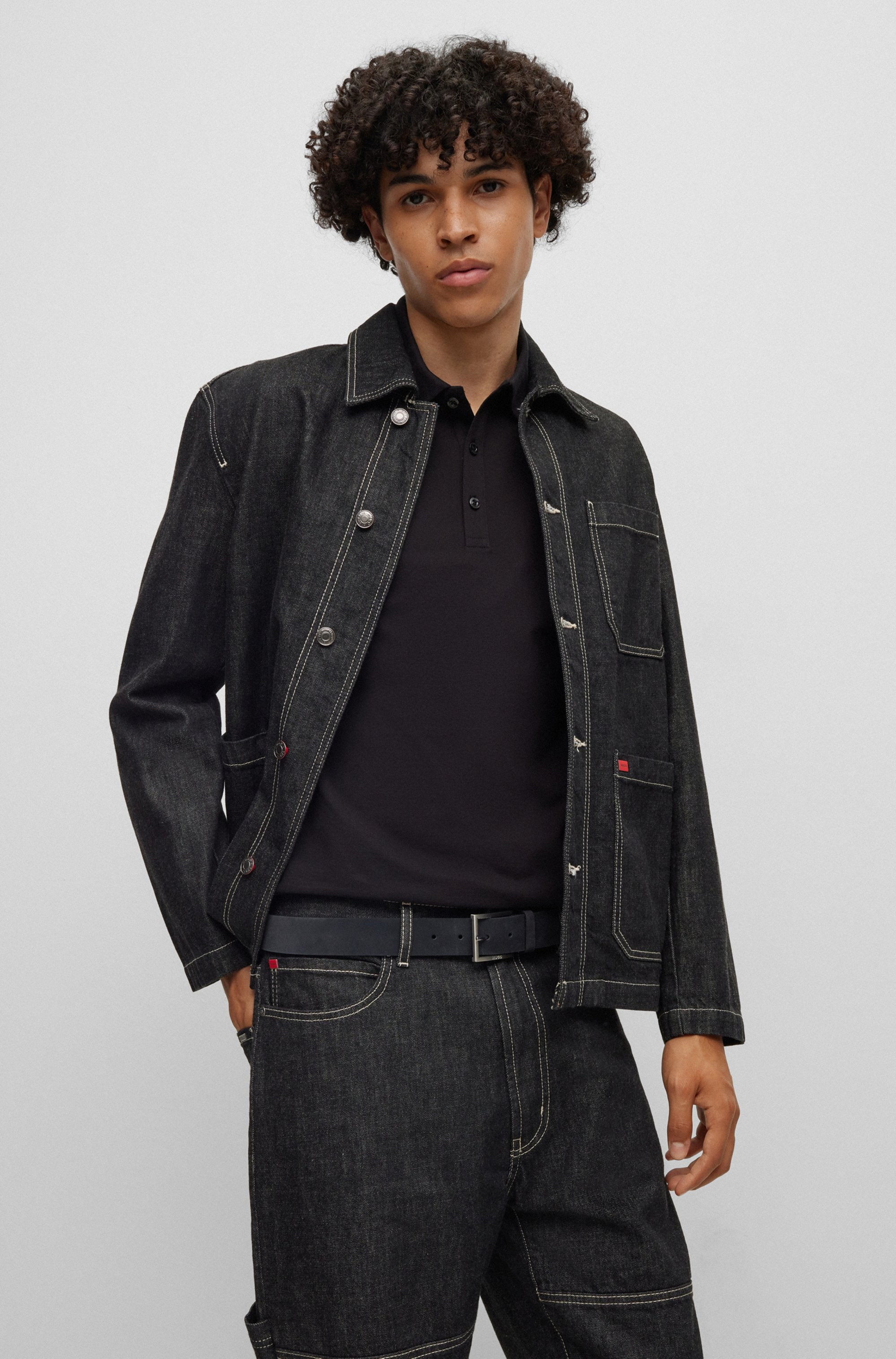 HUGO Ledergürtel »Mirto_Sz35« aus Veloursleder mit Logo-Gravur auf der Dornschließe