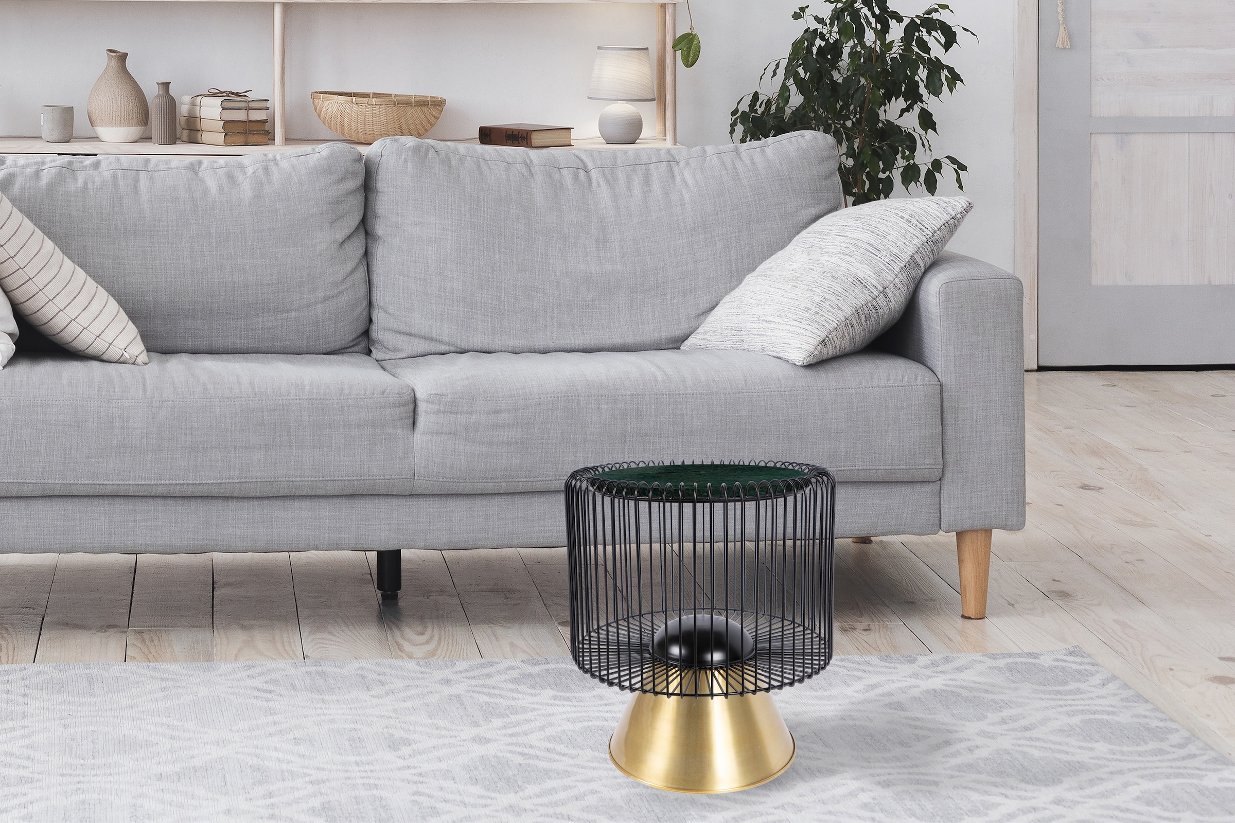 Kayoom Beistelltisch »Malibu 125, Runde Platte aus original Marmor, pflegeleicht« 1 Stk. tlg. ø-Marmorplatte: ca. 40 cm, angesagtes Metalldesign, pflegeleicht