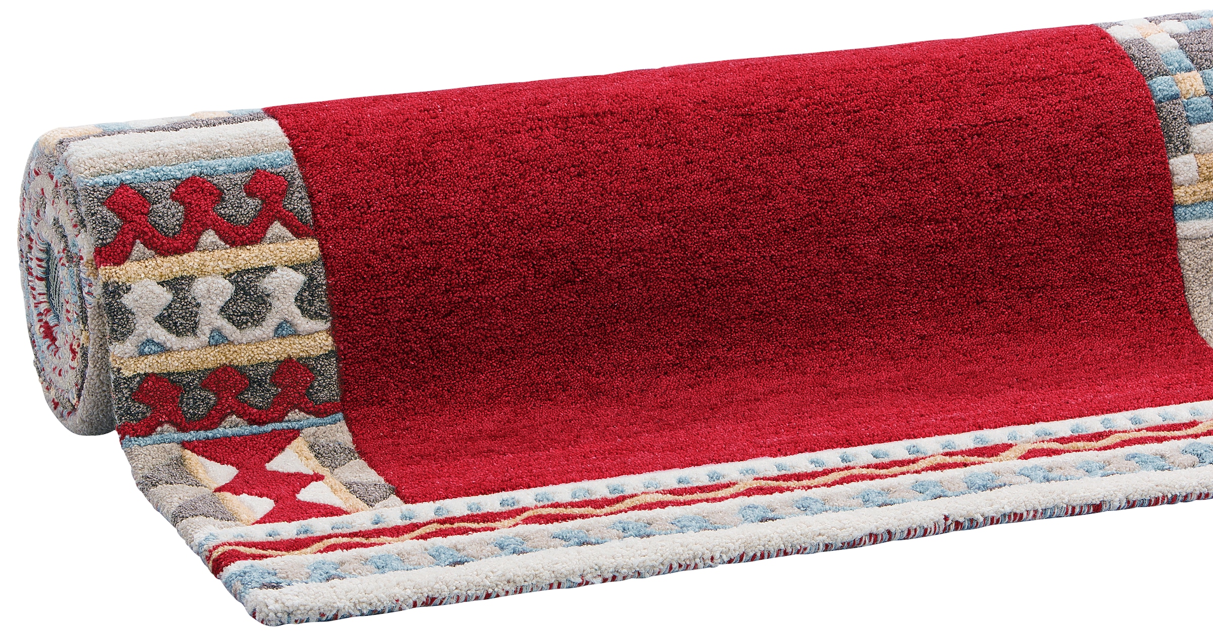 THEKO Läufer »Nuno, reine Wolle,  Handgefertigt, mit Bordüre« rechteckig 14 mm Höhe handgetuftet, Brücke, Wohnzimmer, Schlafzimmer, Esszimmer