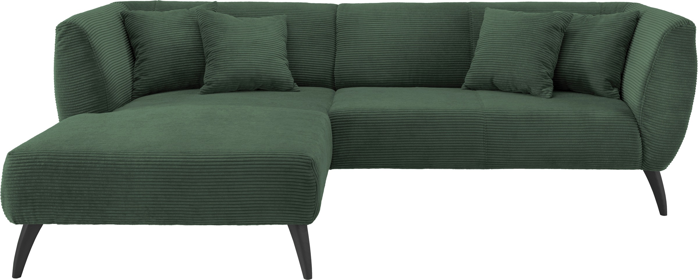 INOSIGN Ecksofa »Colori L-Form«, Holzfußfarbe wählbar, inkl. 4x Zierkissen