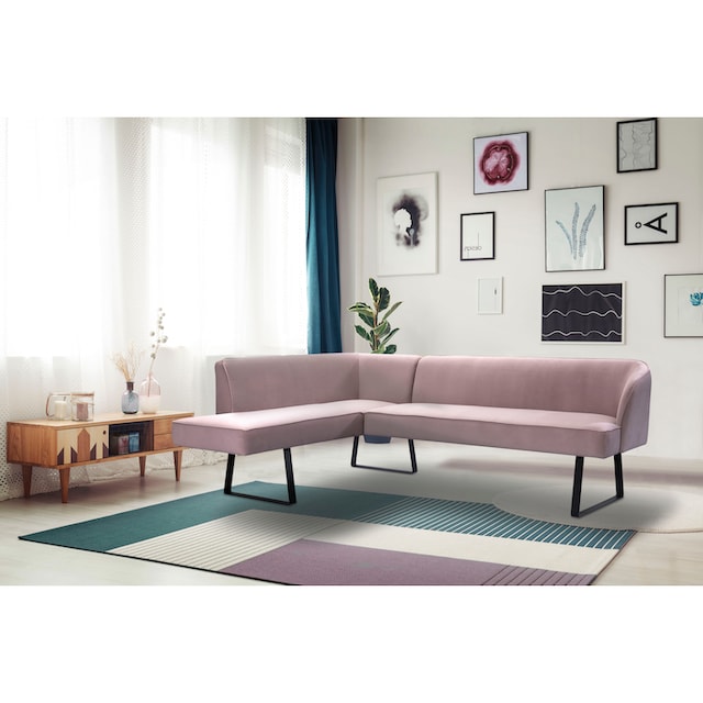exxpo - sofa fashion Eckbank »Americano«, mit Keder und Metallfüßen, Bezug  in verschiedenen Qualitäten auf Rechnung kaufen