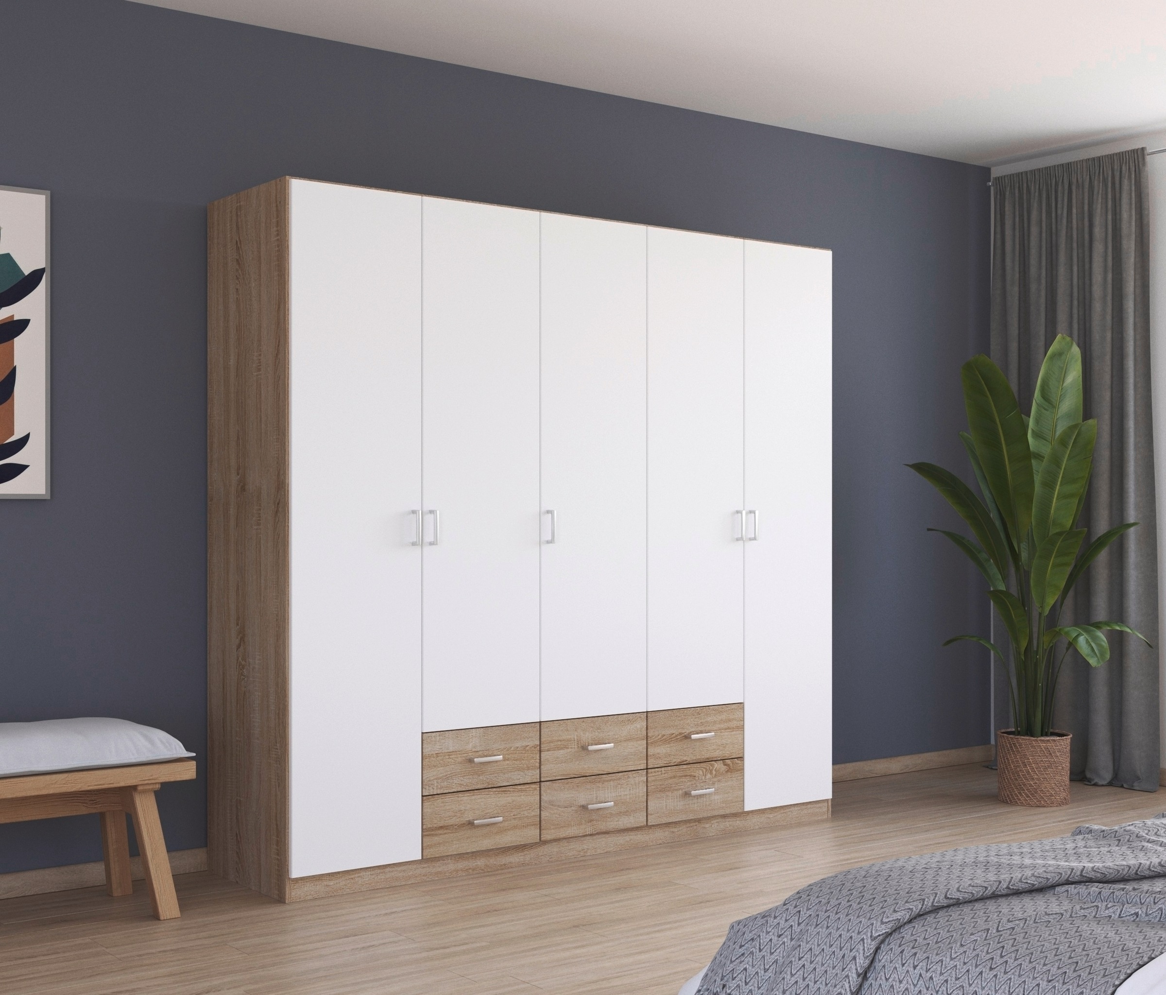 rauch Drehtürenschrank »Kleiderschrank Schrank Garderobe Wäscheschrank GAMMA in 3 Breiten«, mit 6 Schubladen, in schlichtem Design TOPSELLER MADE IN GERMANY