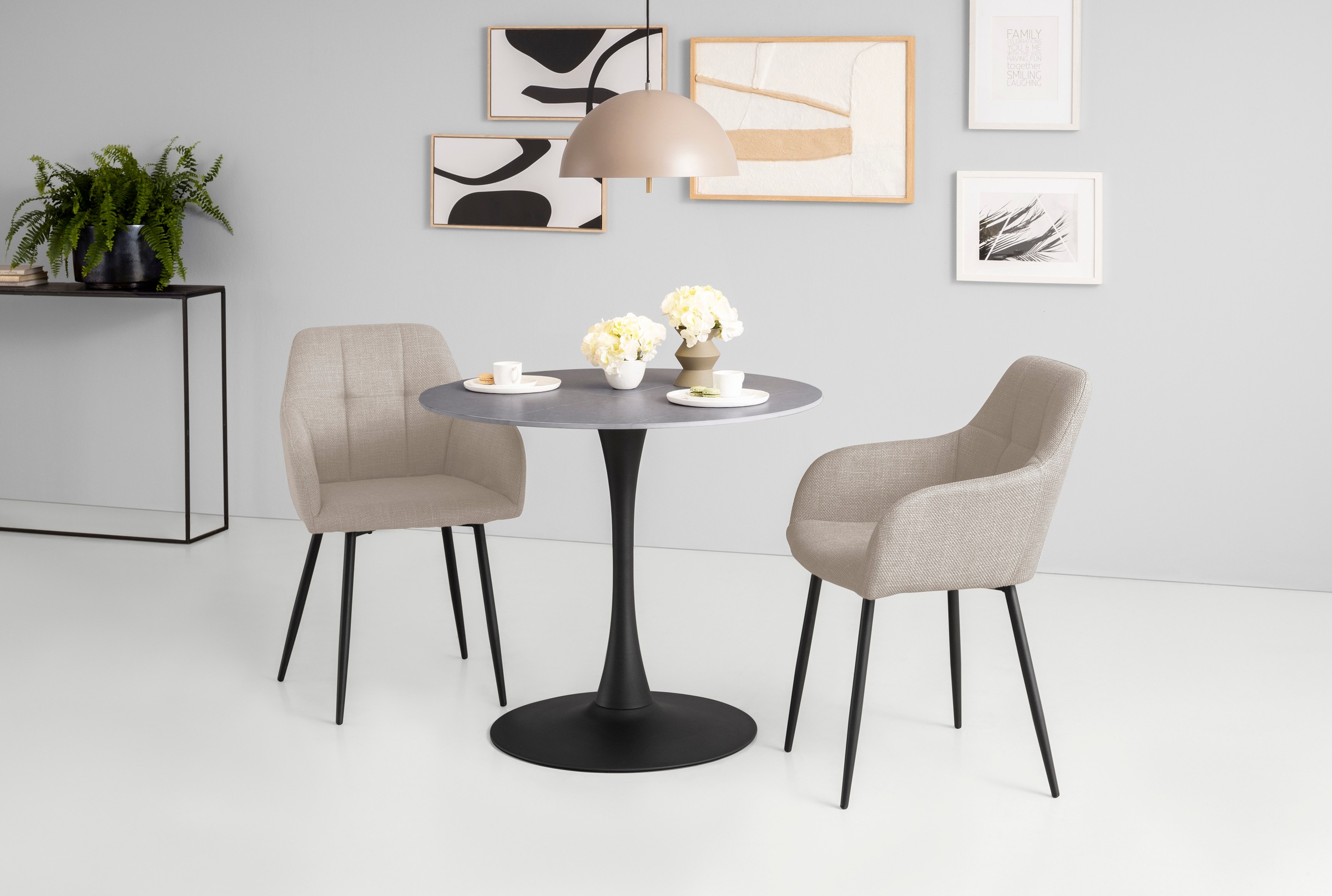 HELA Essgruppe »MOSEL« 3 Stk. tlg. Tisch 90x75 cm, Platte rund, gesinterter günstig online kaufen