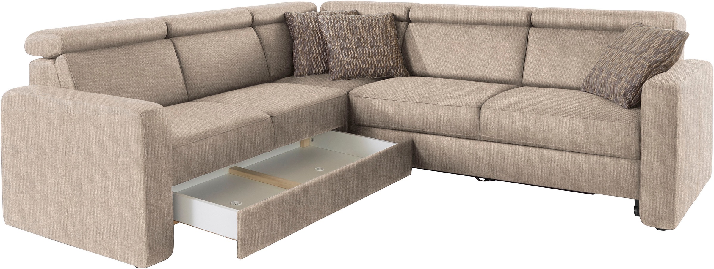 sit&more Ecksofa »Bologna L-Form«, Kopfteilverstellung, wahlweise mit Bettfunktion und Schubkasten