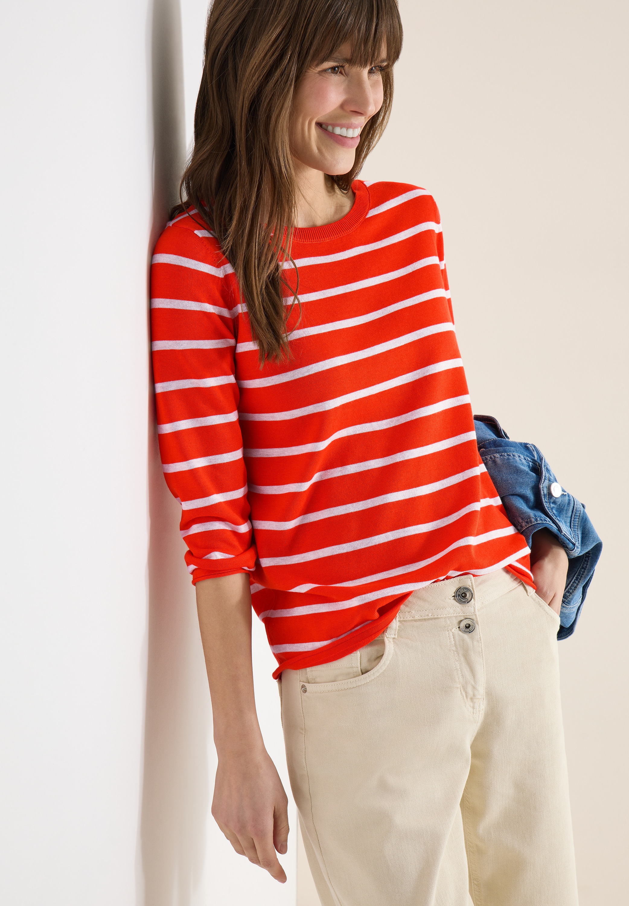 Cecil Strickpullover im Streifen-Look, 3/4-Arm