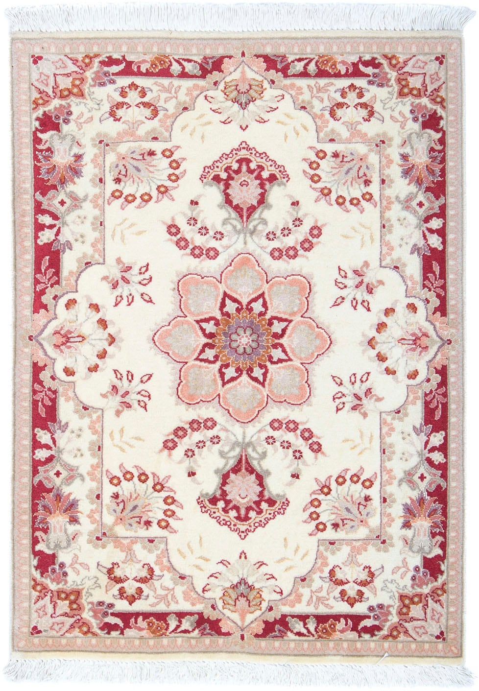 morgenland Wollteppich »Täbriz - 50 Raj Blumenmuster Beige 85 x 60 cm«, rec günstig online kaufen