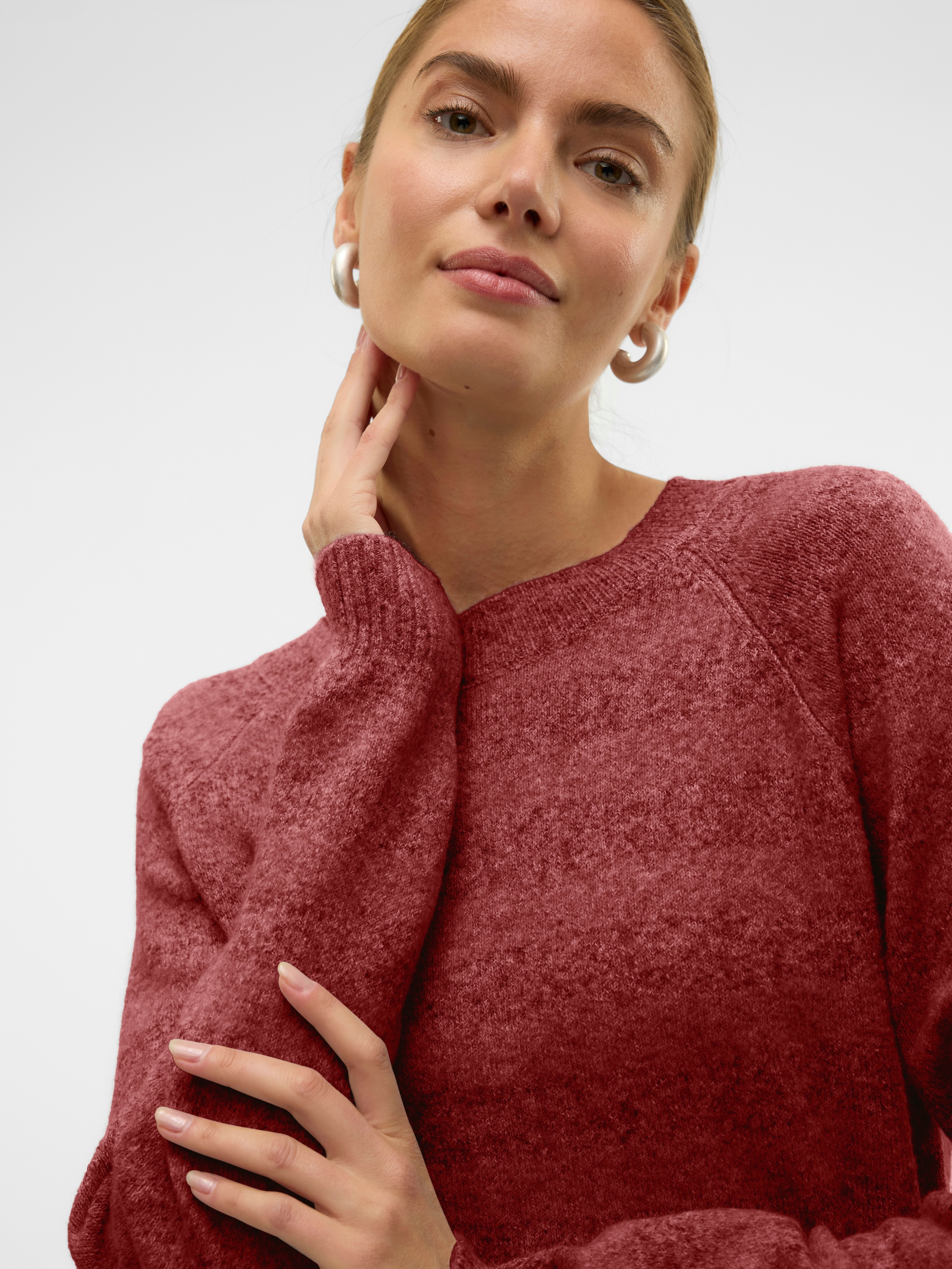 Vero Moda Rundhalspullover »VMDOFFY LS O-NECK BLOUSE GA NOOS« Materialmix, regular fit