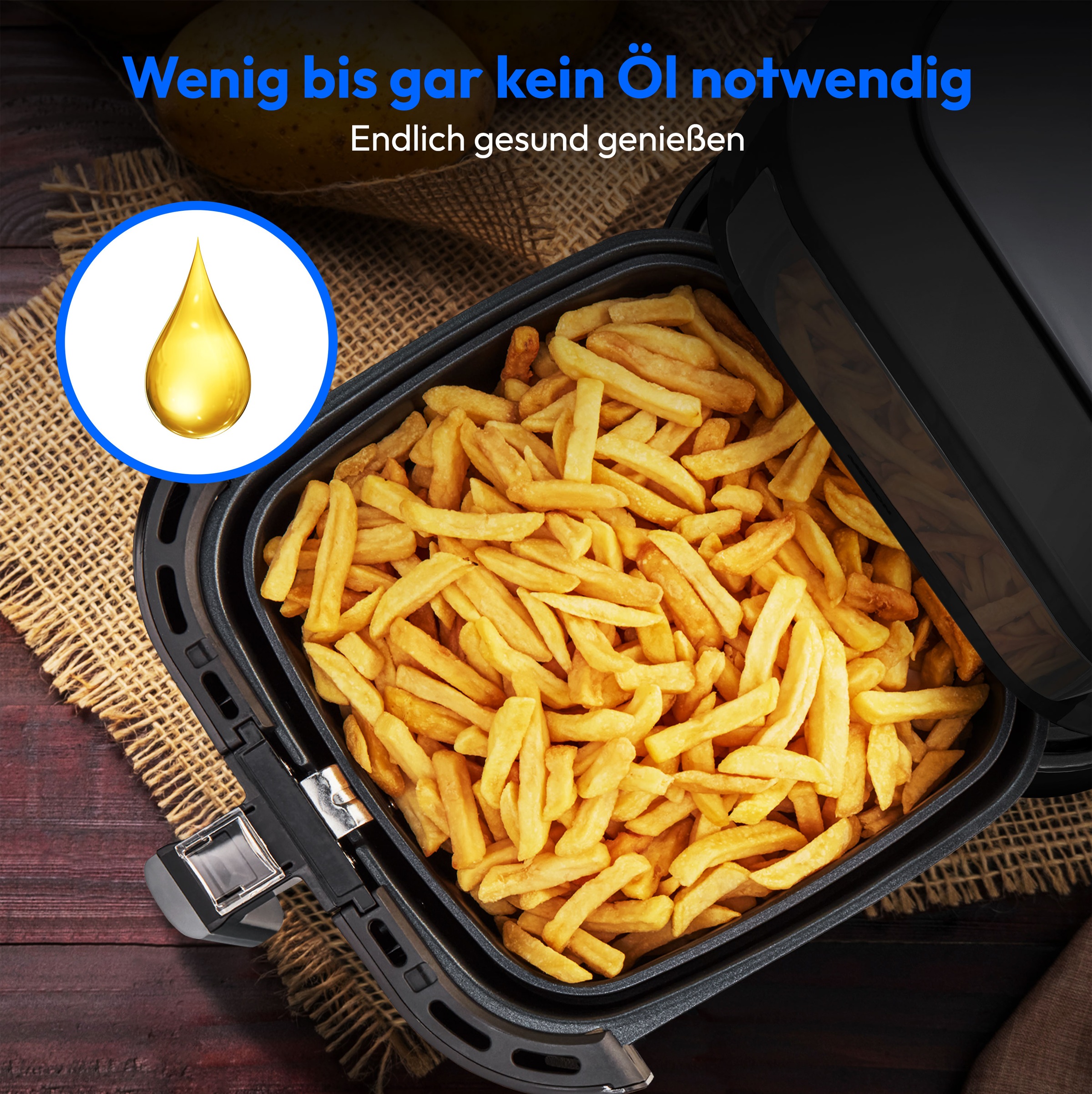 Medion® Heißluftfritteuse »MD11740  E40 XL, Nutzinhalt 5,2 L; Korb in Korb«, 2000 W, digitales Bedienfeld, 9 Automatikprogramme