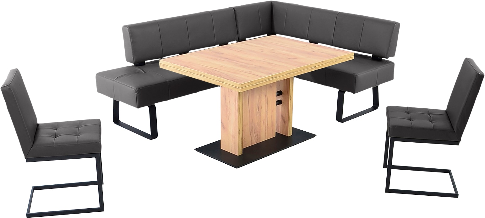 K+W KOMFORT & WOHNEN Essgruppe »Spider II« 4 Stk. tlg. langer Schenkel wahweise in 2 Breiten, 2 Freischwinger, 1 Tisch mocca 78 +