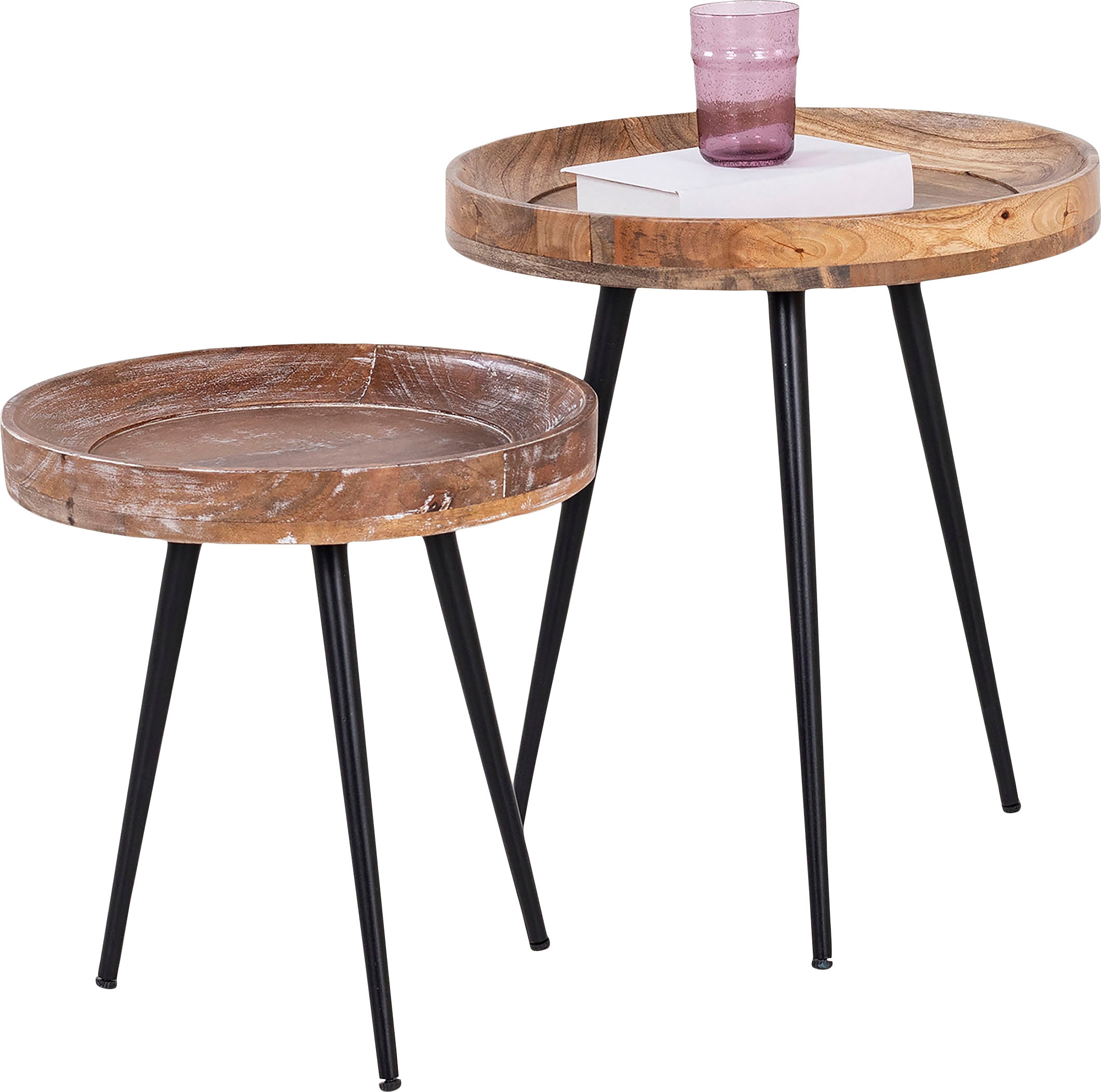byLIVING Beistelltisch »Ava«, Massive runde Tischplatte, Durchmesser 38 oder 45 cm